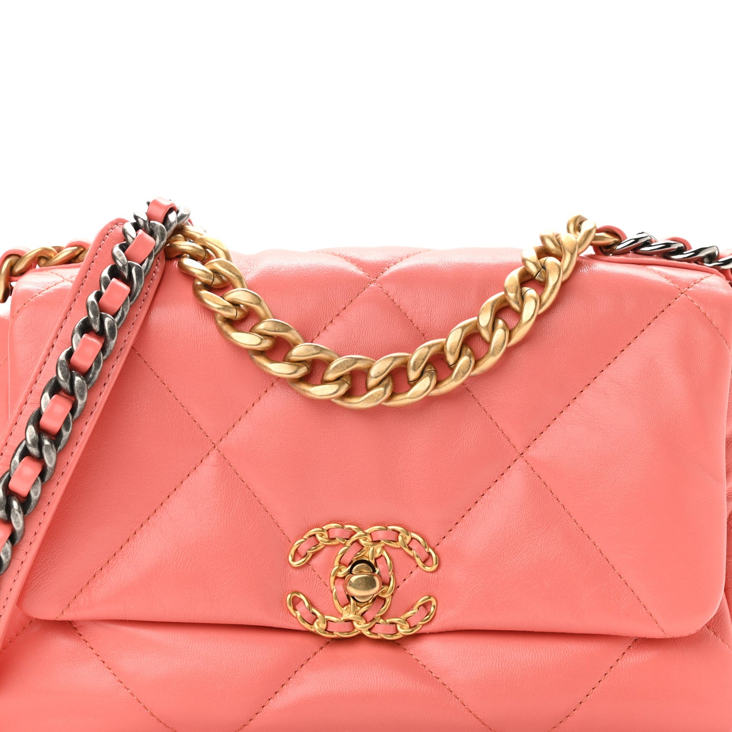 Goatskin Quilted Medium Chanel 19 Flap Pink