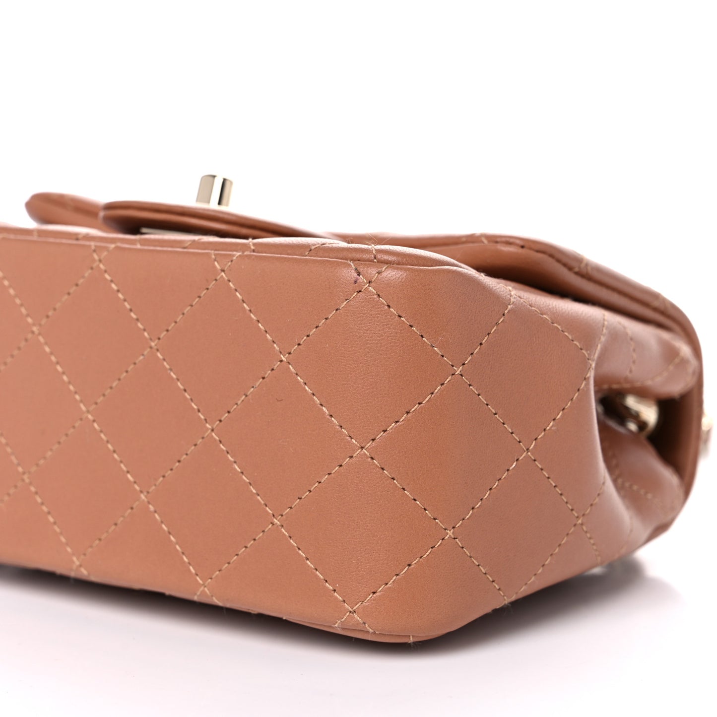 Lambskin Quilted Mini Square Flap Brown