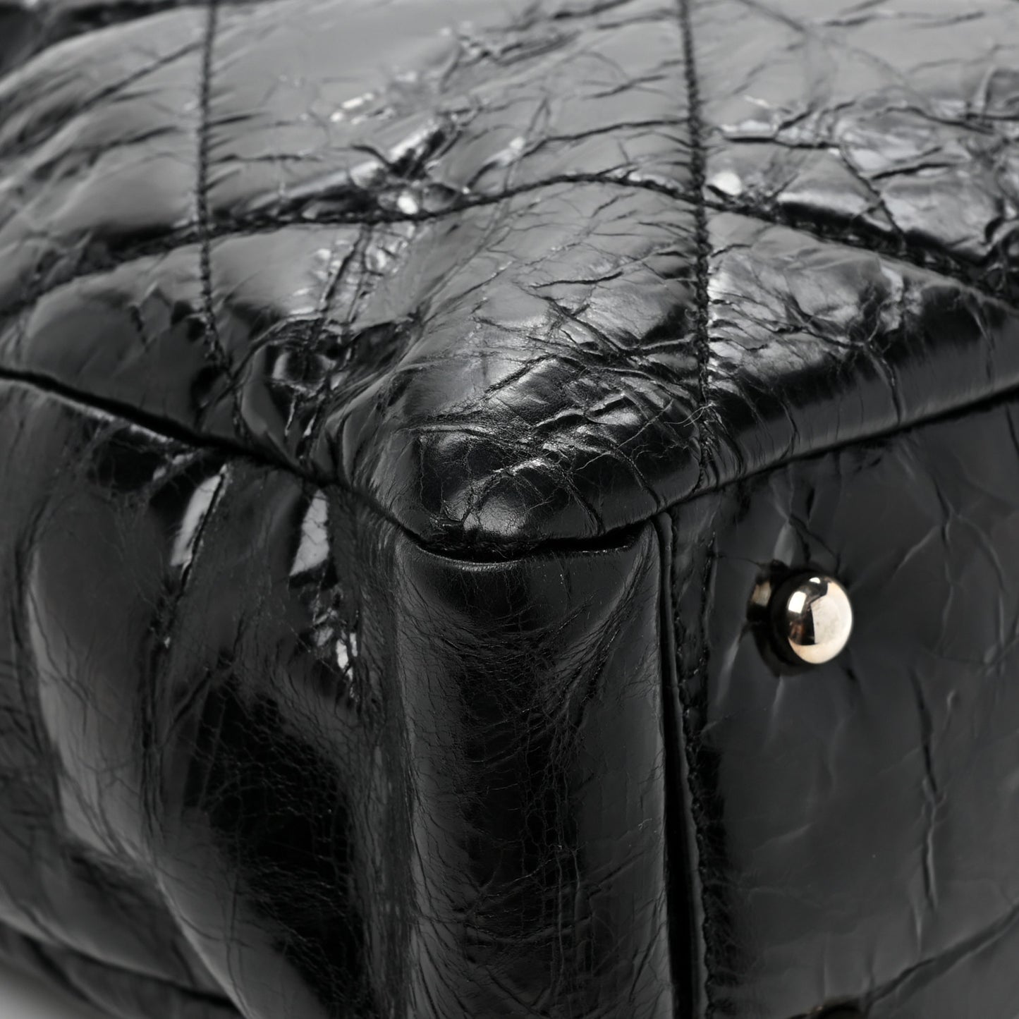 Glazed Calfskin Quilted Tweed Portobello Tote Black Red