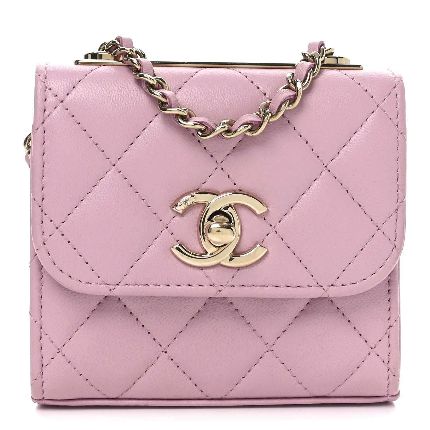 Chanel Lambskin Quilted Mini Trendy CC Clutch With Chain Pink