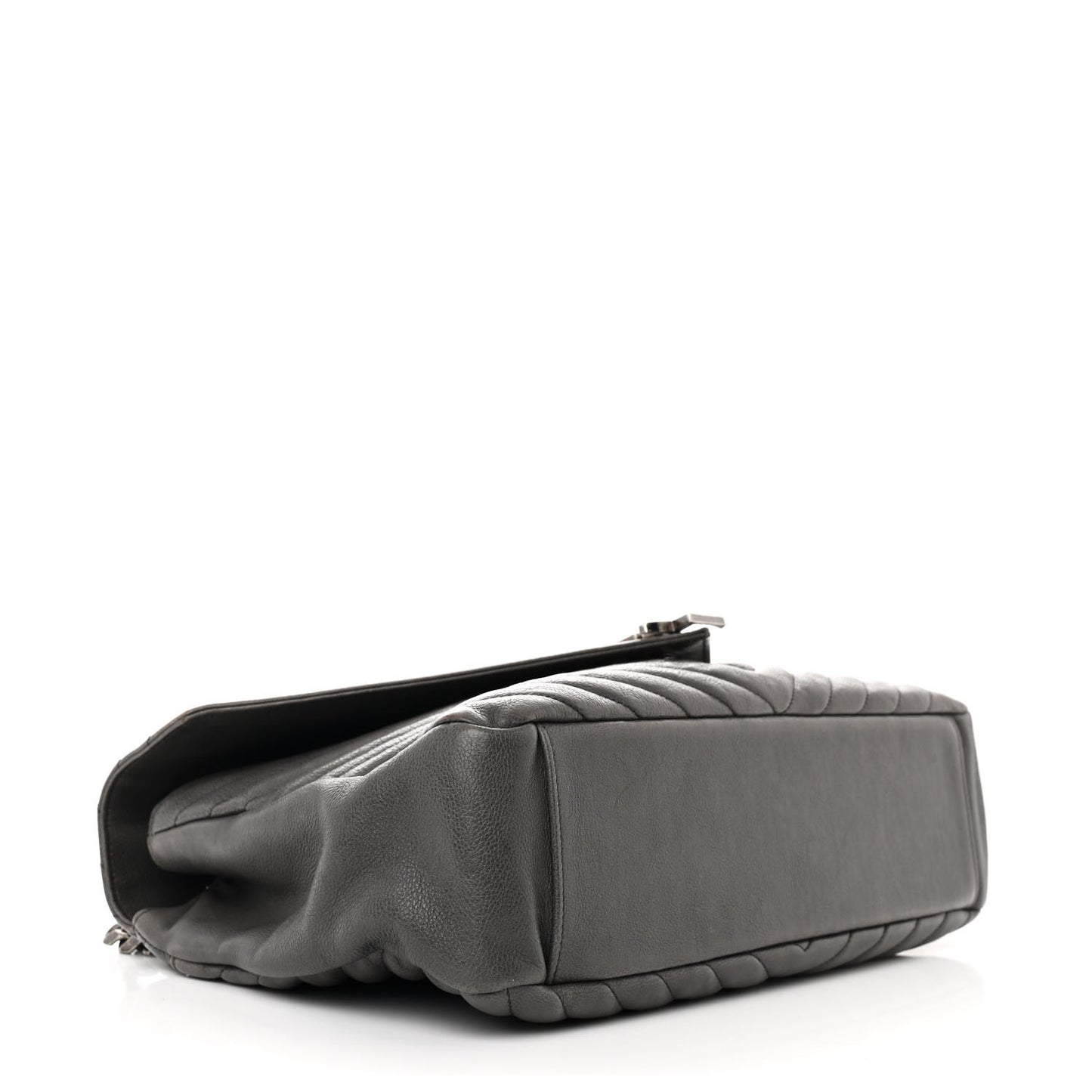 Sheepskin Matelasse Chevron Monogram Large College Satchel Light Coal