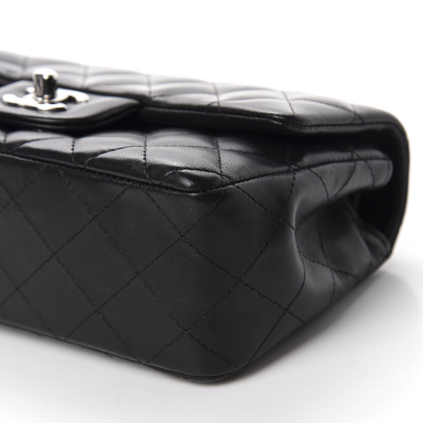 Lambskin Quilted Mini Rectangular Flap Black