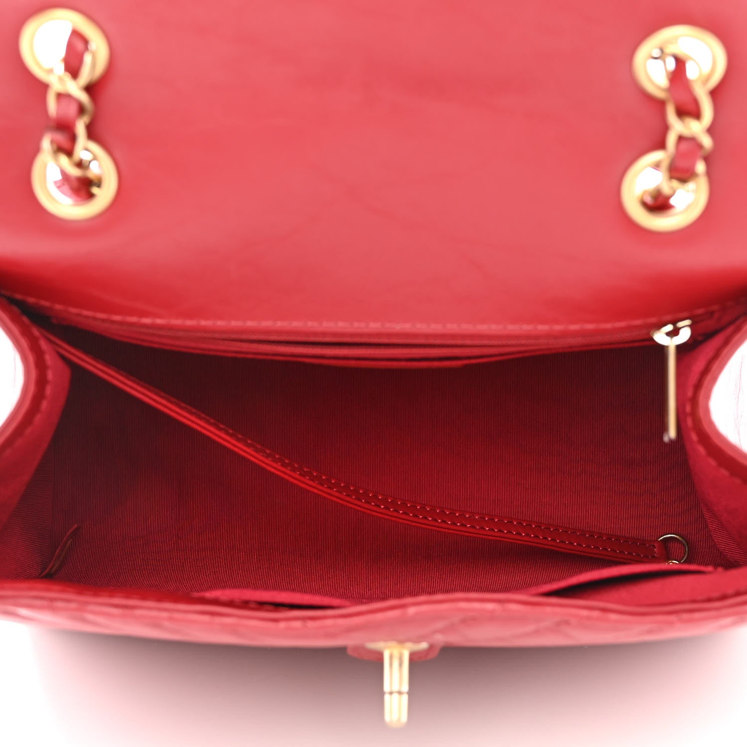Chanel Aged Calfskin Chevron Quilted Backpack Red 5 of 12