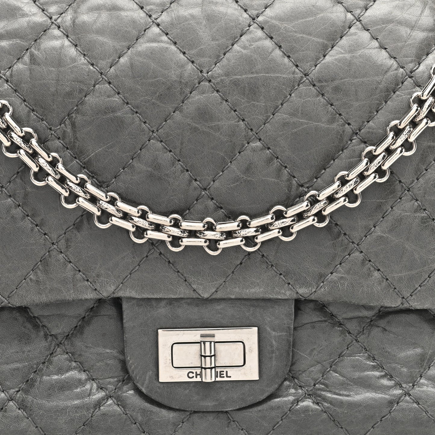 Aged Calfskin Quilted 50th Anniversary 2.55 Reissue 225 Flap Grey