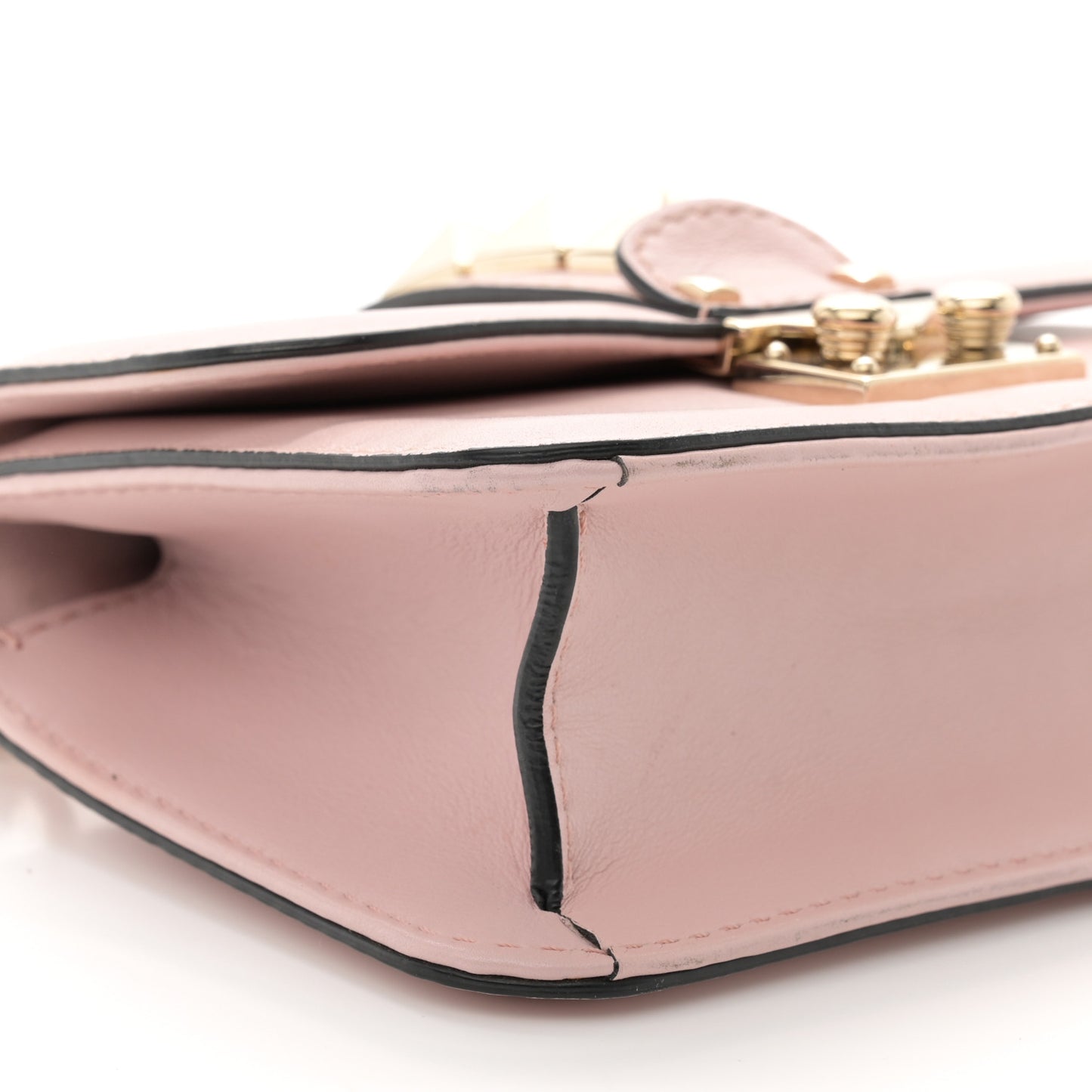 Vitello Small Glam Lock Rockstud Flap Poudre