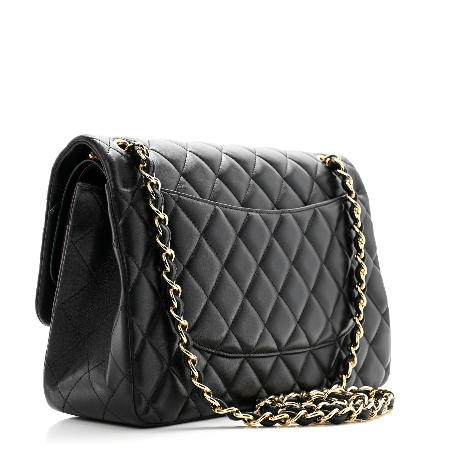 Lambskin Quilted Jumbo Double Flap Black