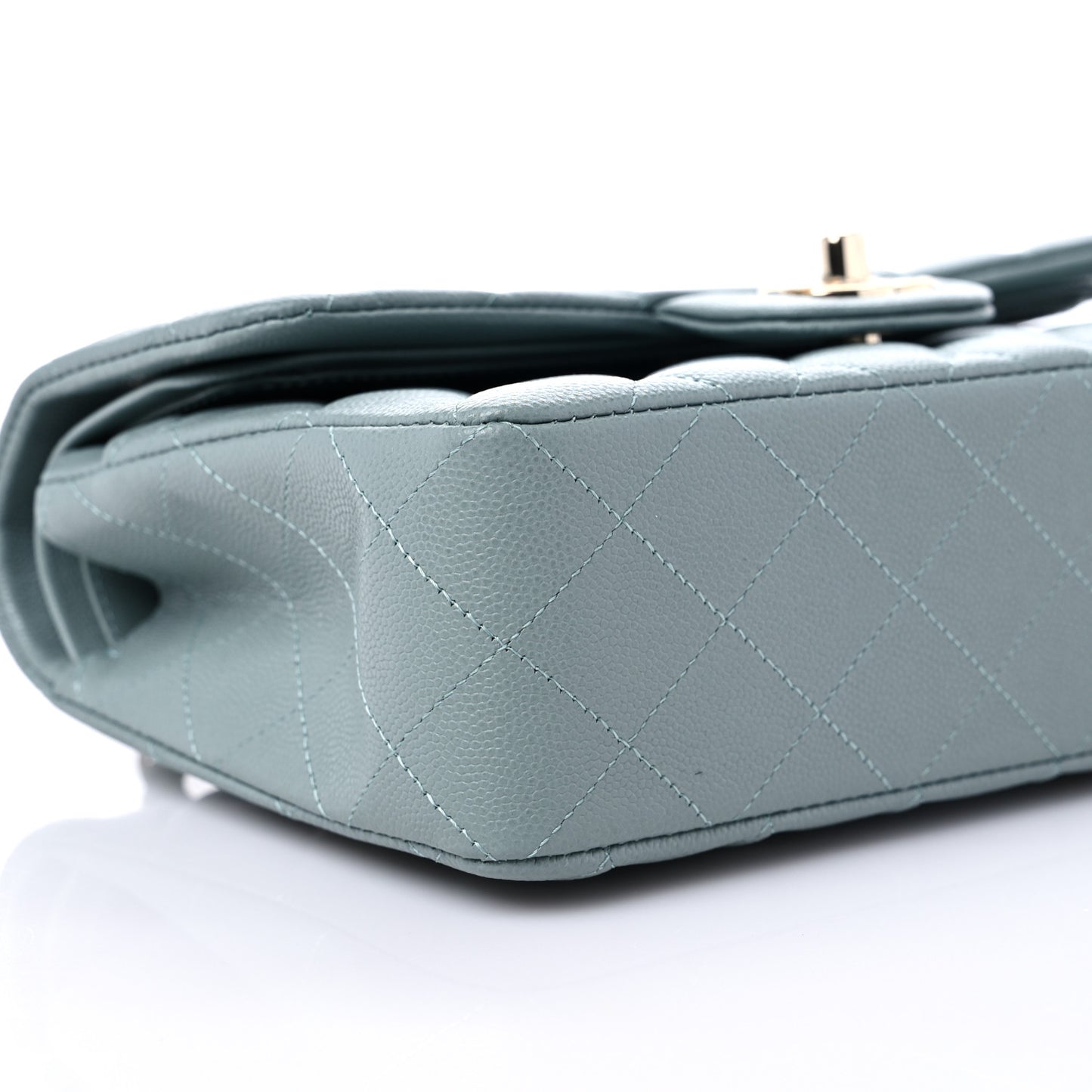 Caviar Quilted Small Double Flap Grey