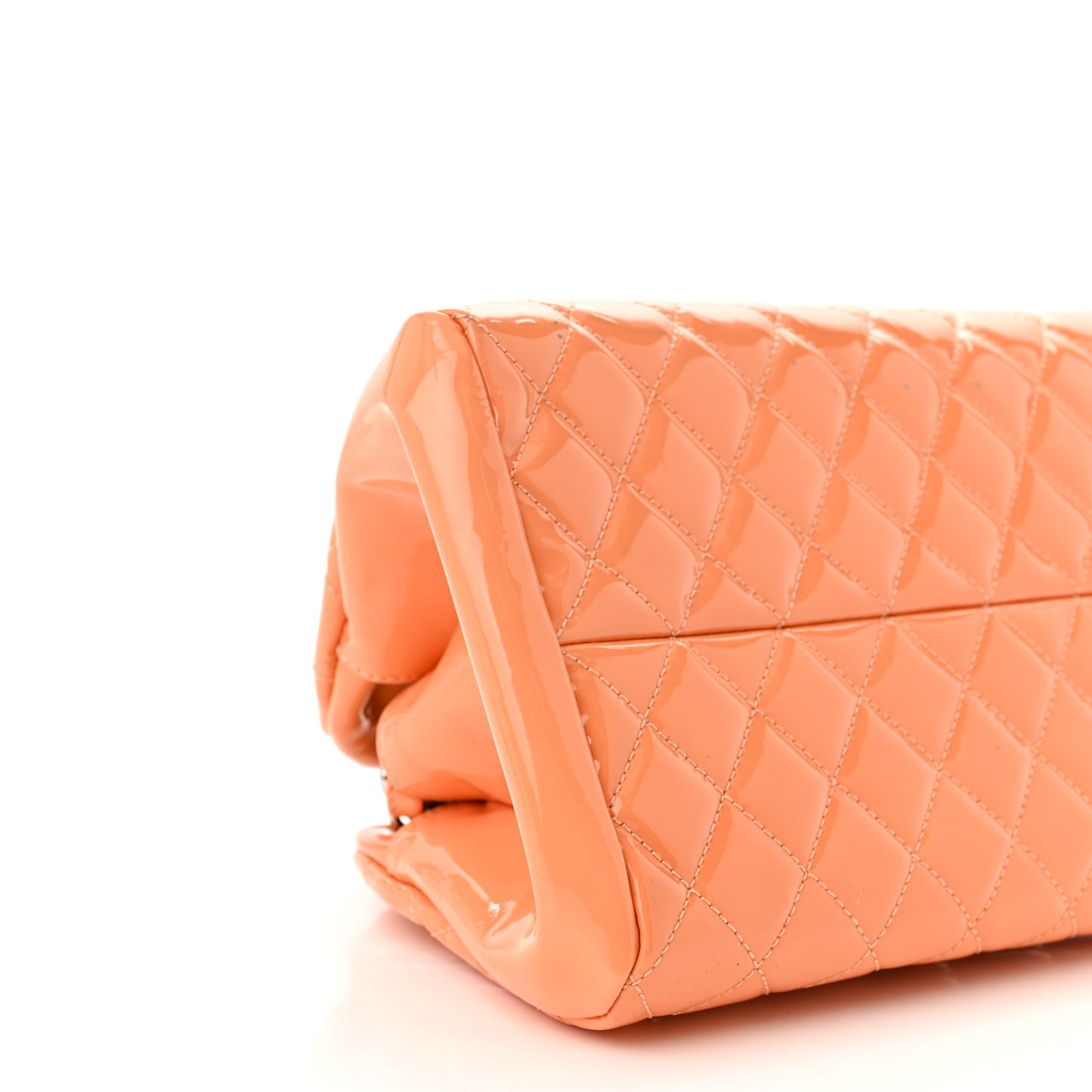 Patent Quilted Medium Just Mademoiselle Bowling Bag Orange