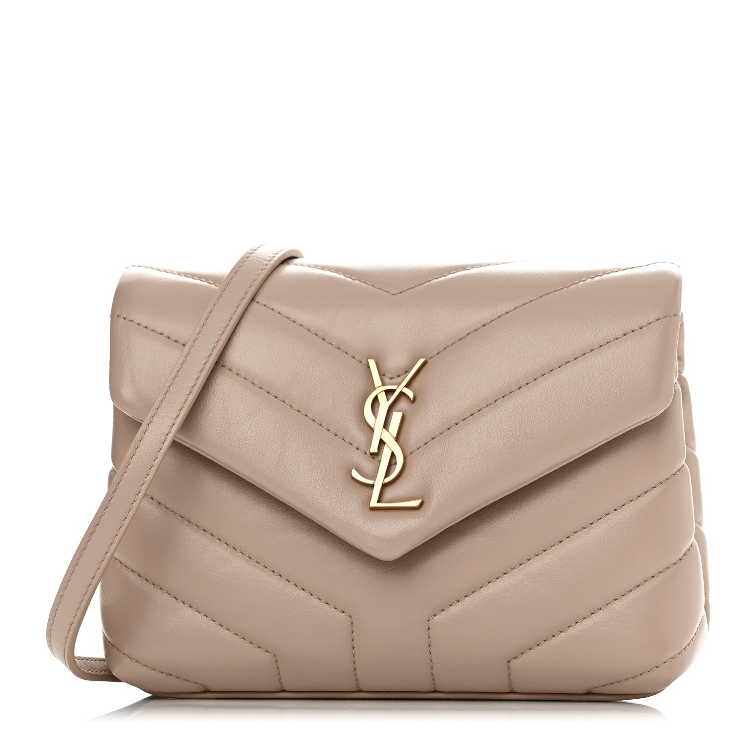 Saint Laurent Calfskin Y Quilted Monogram Toy Loulou Crossbody Bag Marble Pink 1 of 12