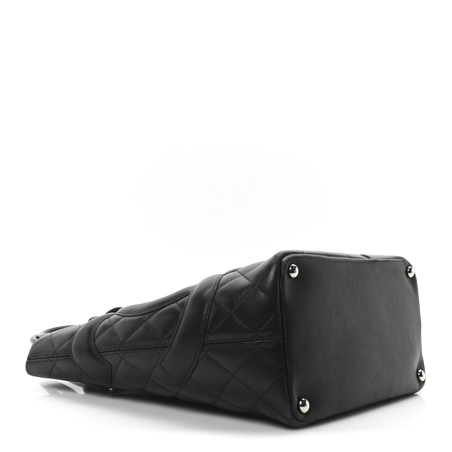 Calfskin Quilted Medium Cambon Tote Black