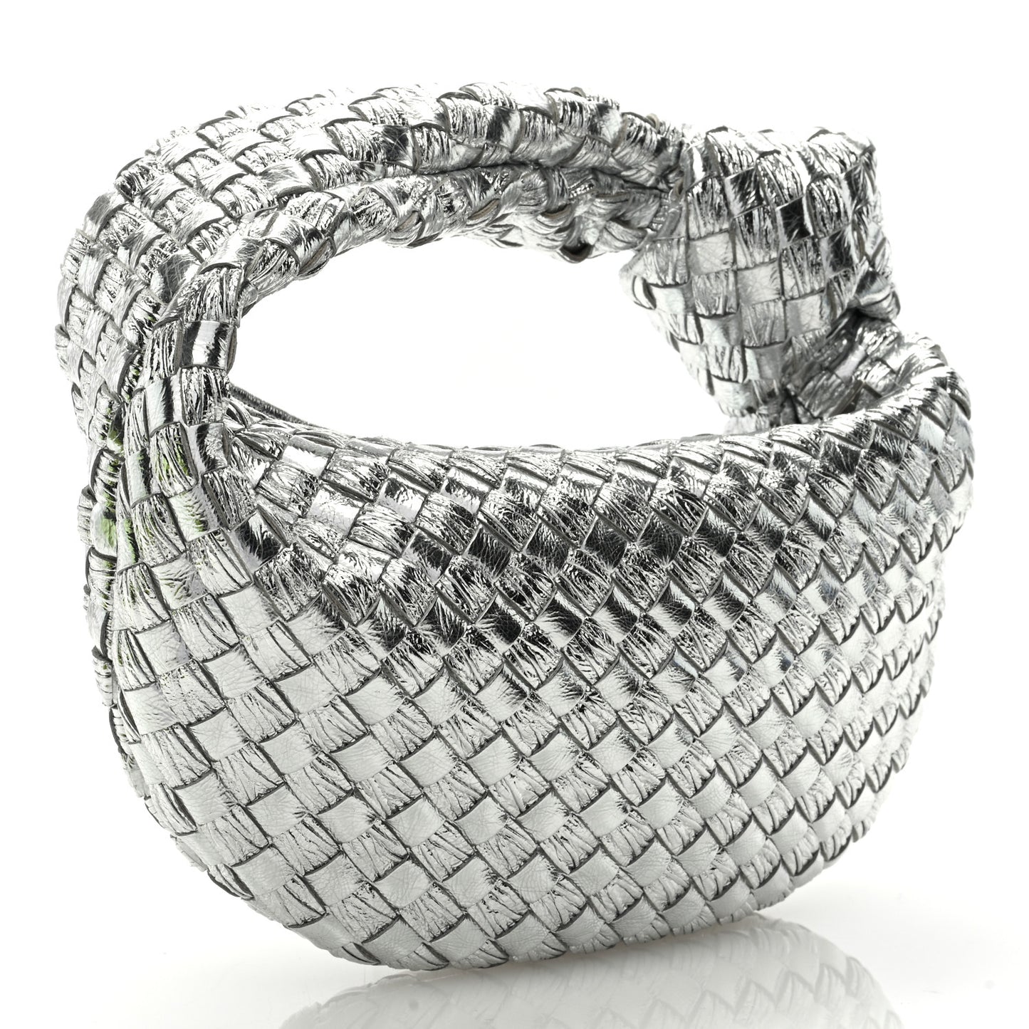 Metallic Nappa Intrecciato Mini Jodie Silver