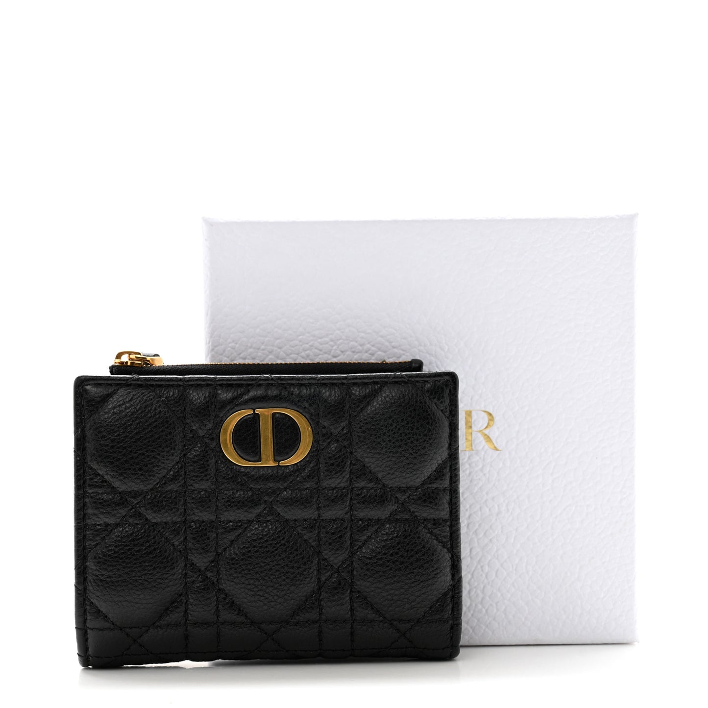 Grained Calfskin Supple Cannage Caro Dahlia Wallet Black