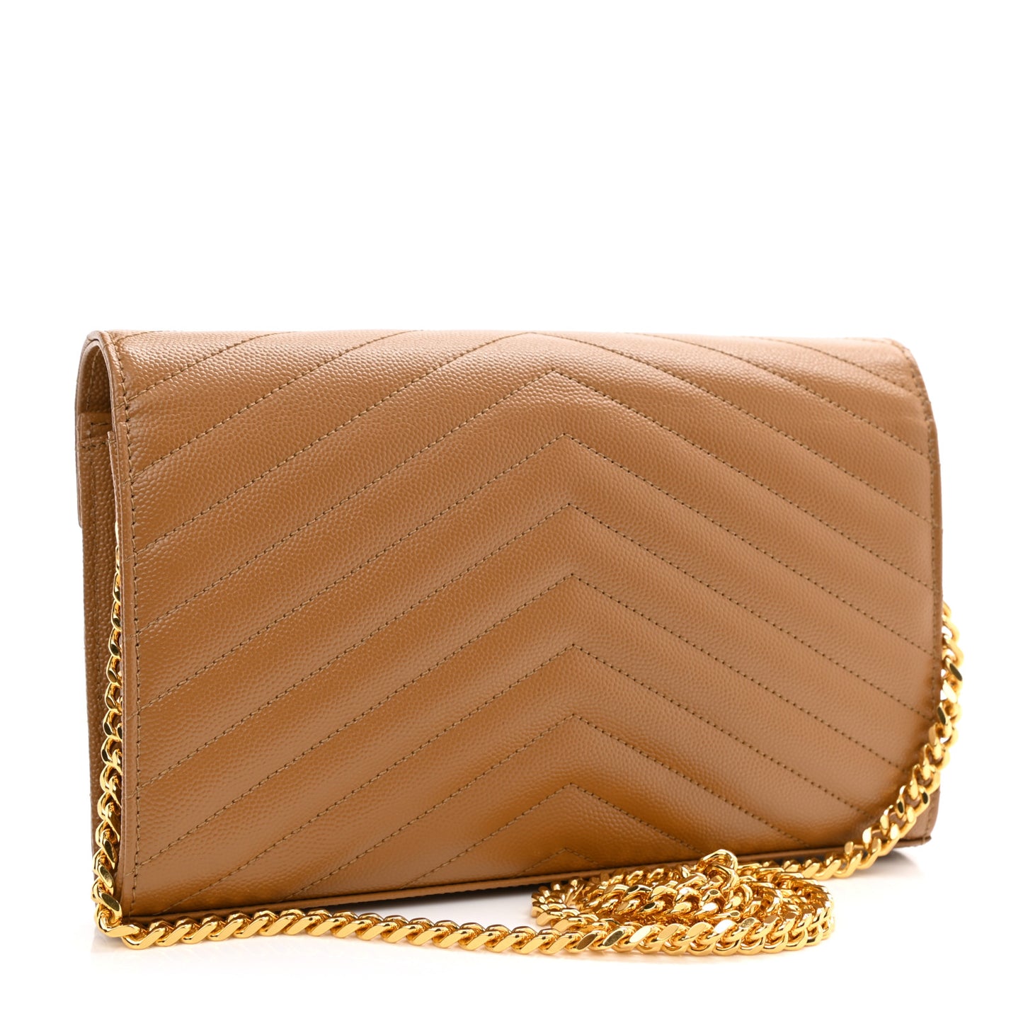 Grain De Poudre Matelasse Chevron Monogram Chain Wallet Dark Natural