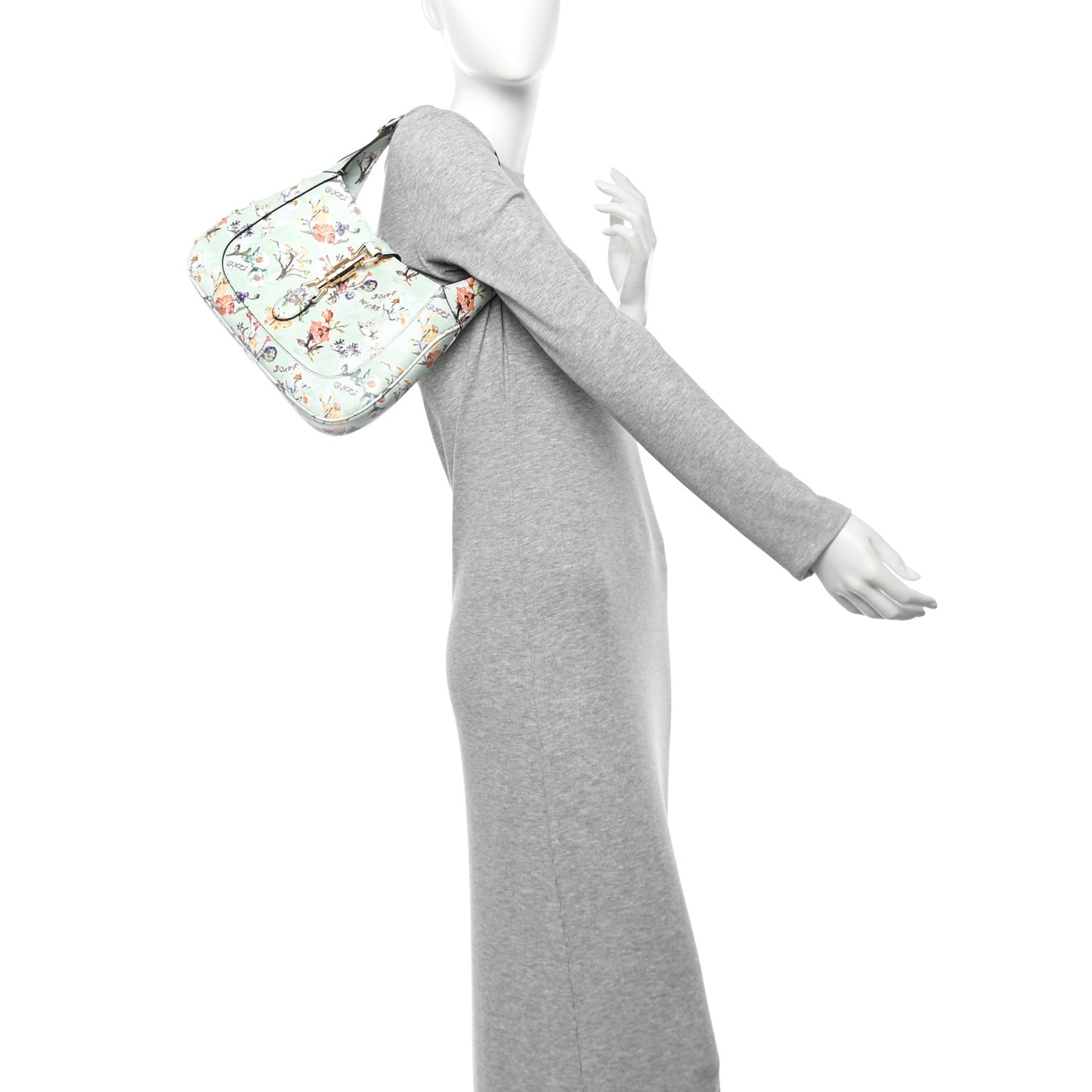 New Shangai Calfskin Soave Amore Printed Small Jackie 1961 Hobo Mint Green