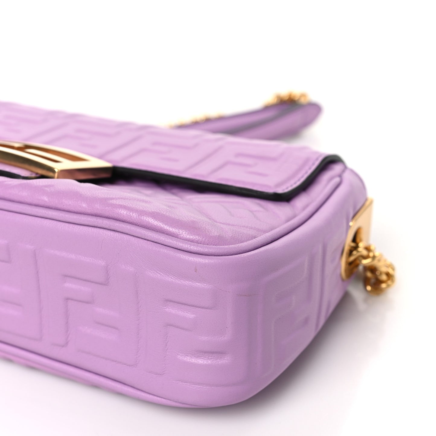Nappa FF Embossed Small Midi Chain Baguette Violetta