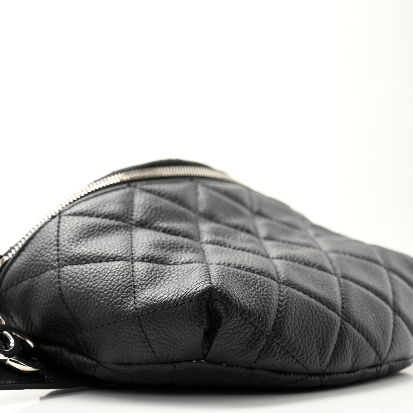 Grained Calfskin Quilted Waist Belt Bag Black