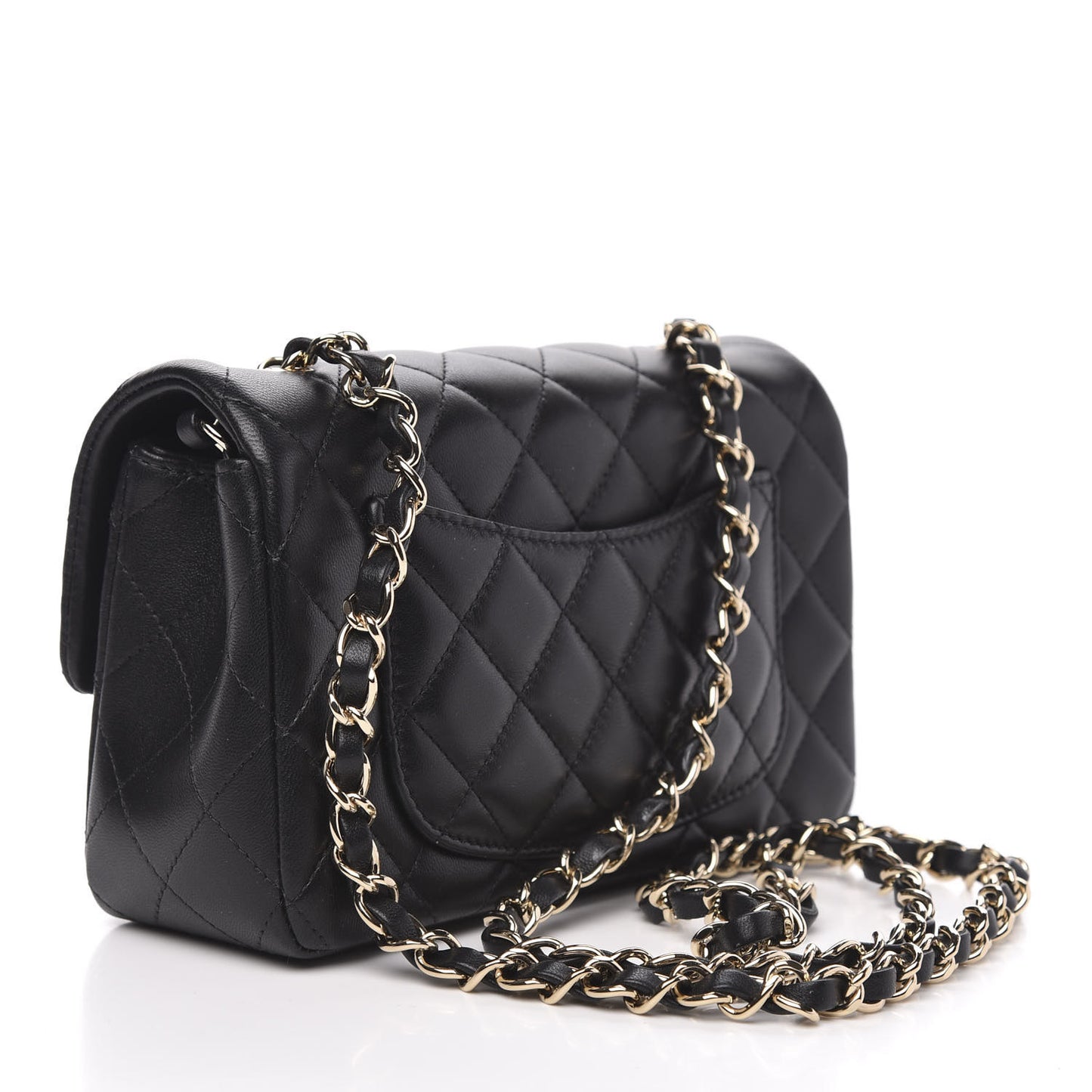 Lambskin Quilted Mini Rectangular Flap Black