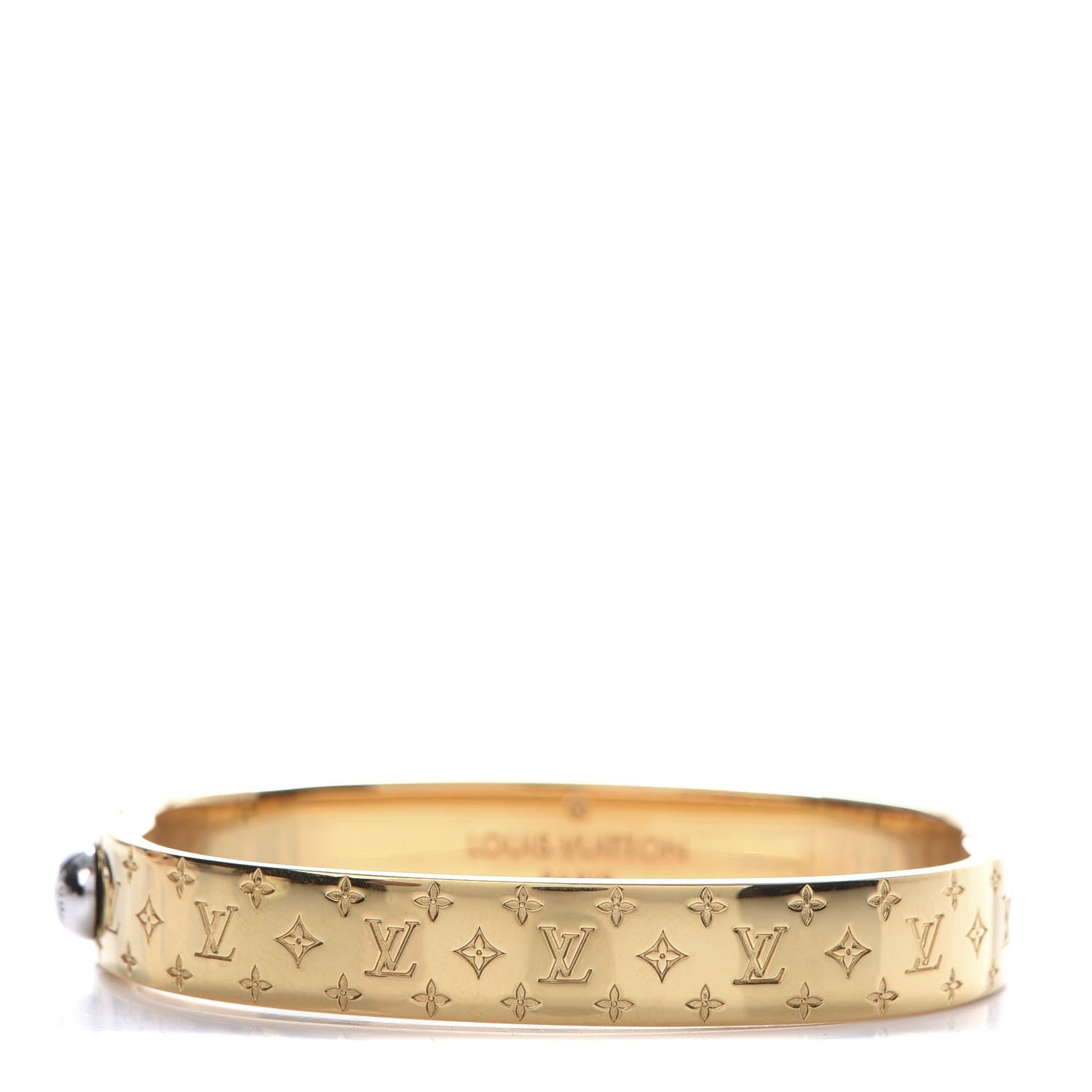 Louis Vuitton Brass Monogram Nanogram Cuff S Gold 1 of 7