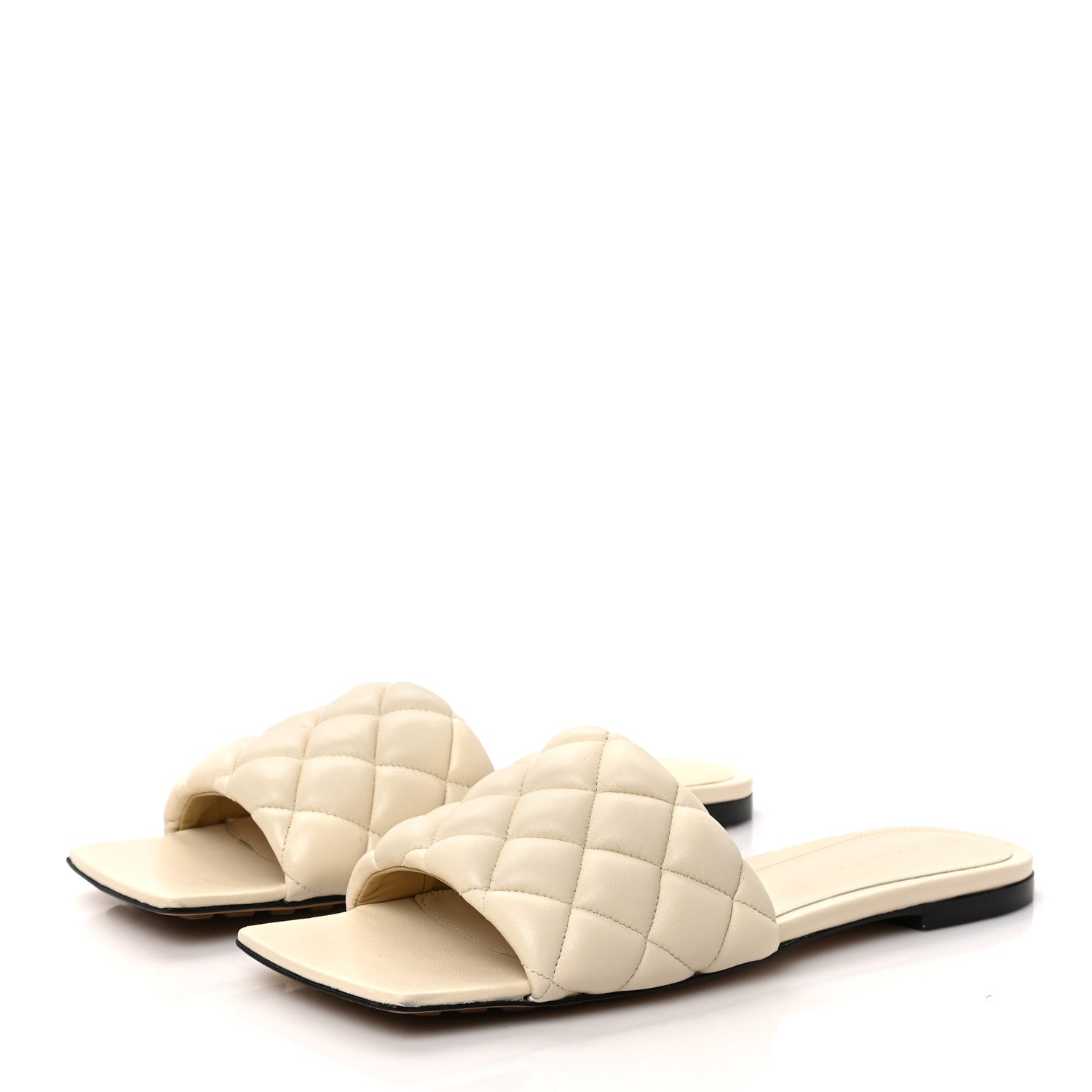 Bottega Veneta Nappa Matelasse Padded Flat Sandals 39 Sea Salt 3 of 8