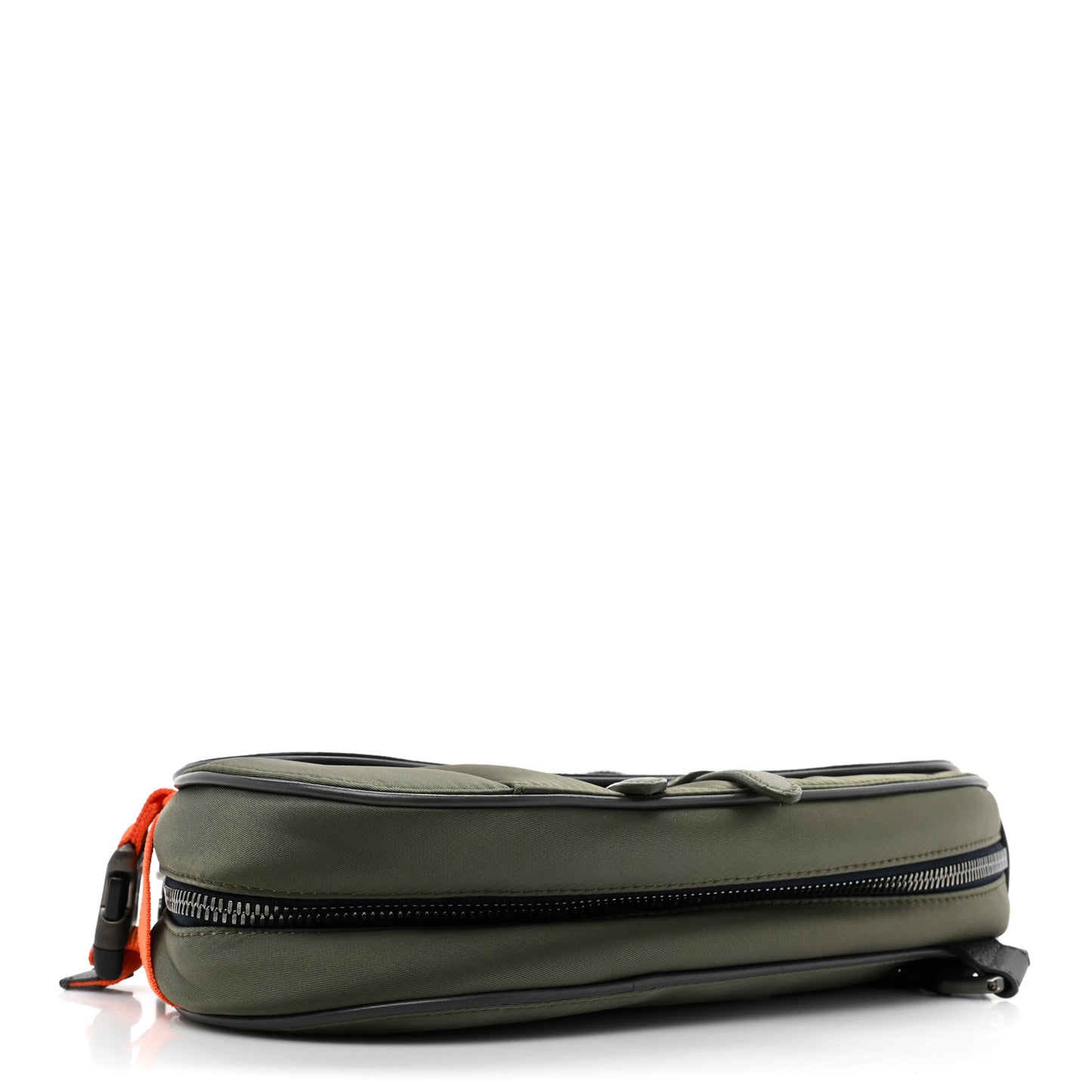 X SACAI Grained Calfskin Technical Fabric Mens Saddle Bag Olive Navy Blue