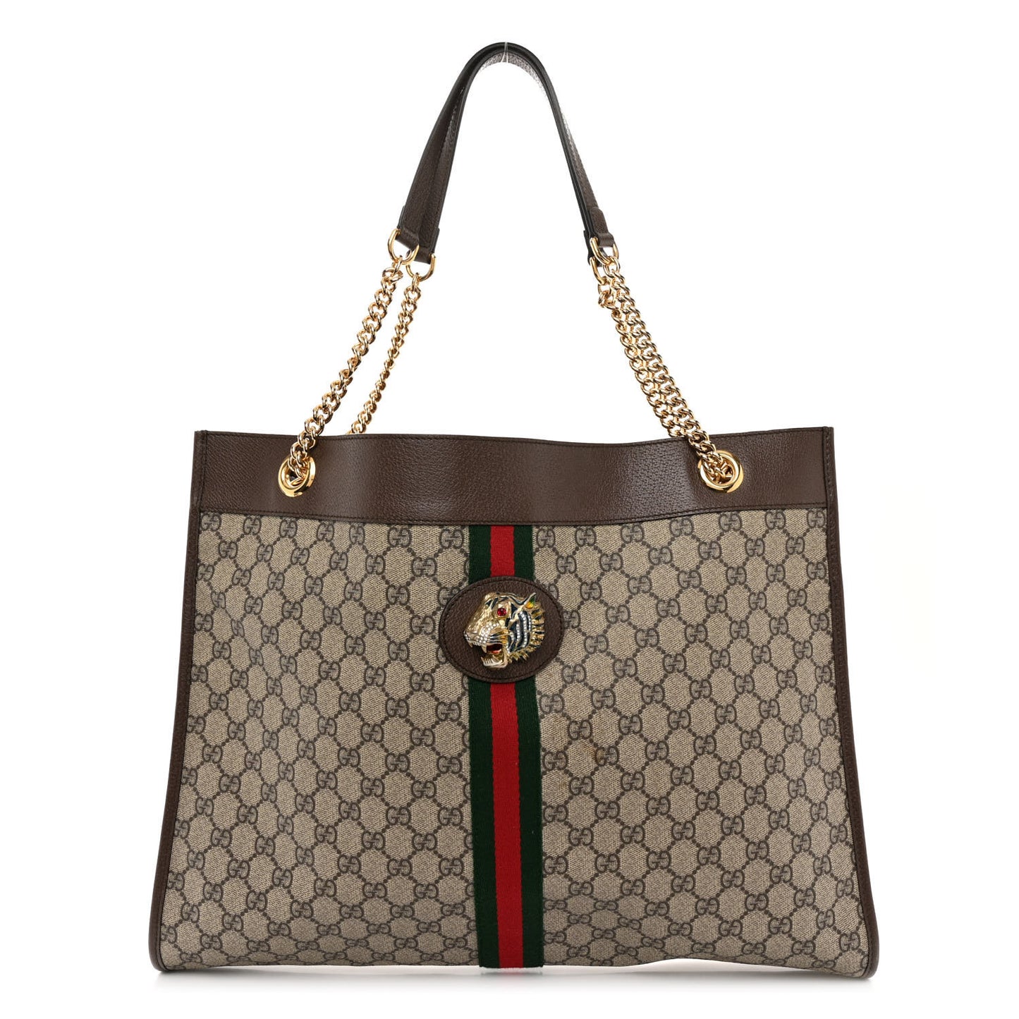 GG Supreme Monogram Large Rajah Chain Tote Beige New Acero