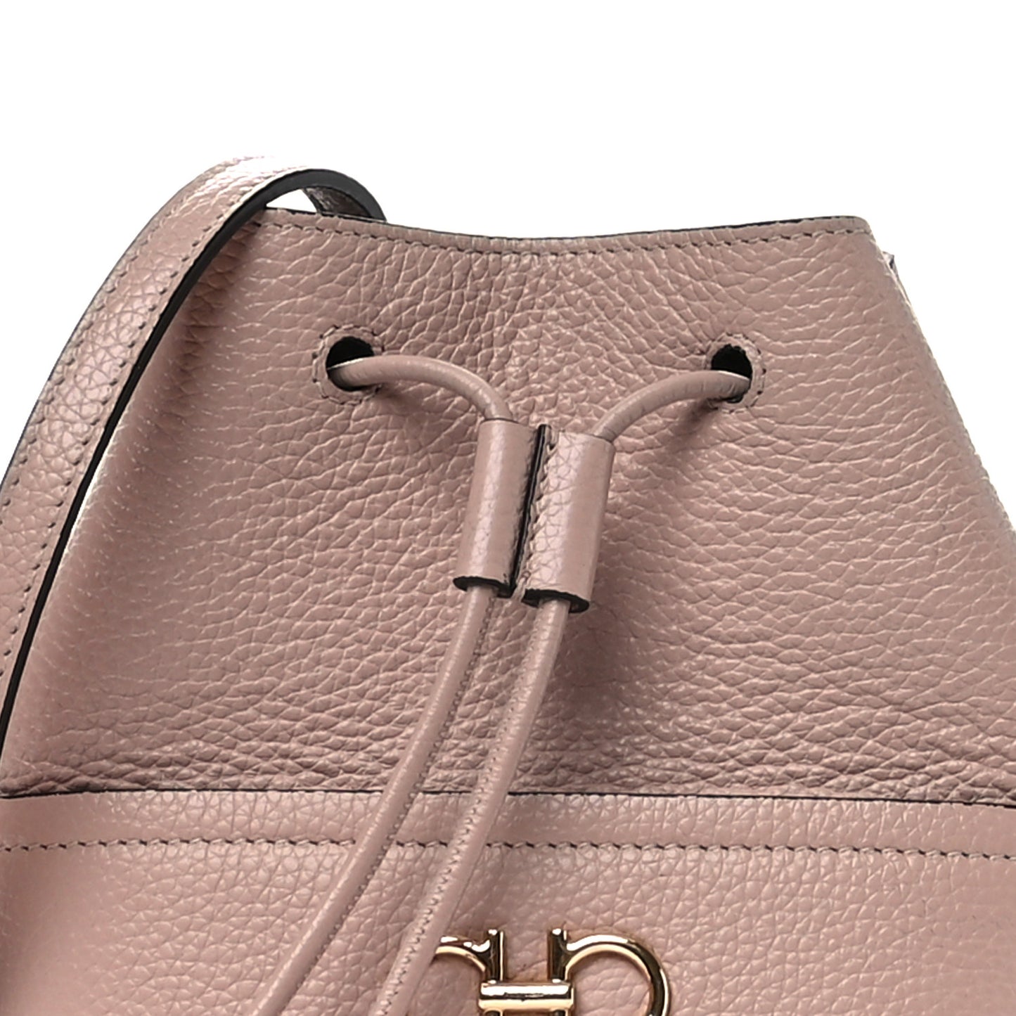 Grained Calfskin Mini Gancino Bucket Bag Amaretti