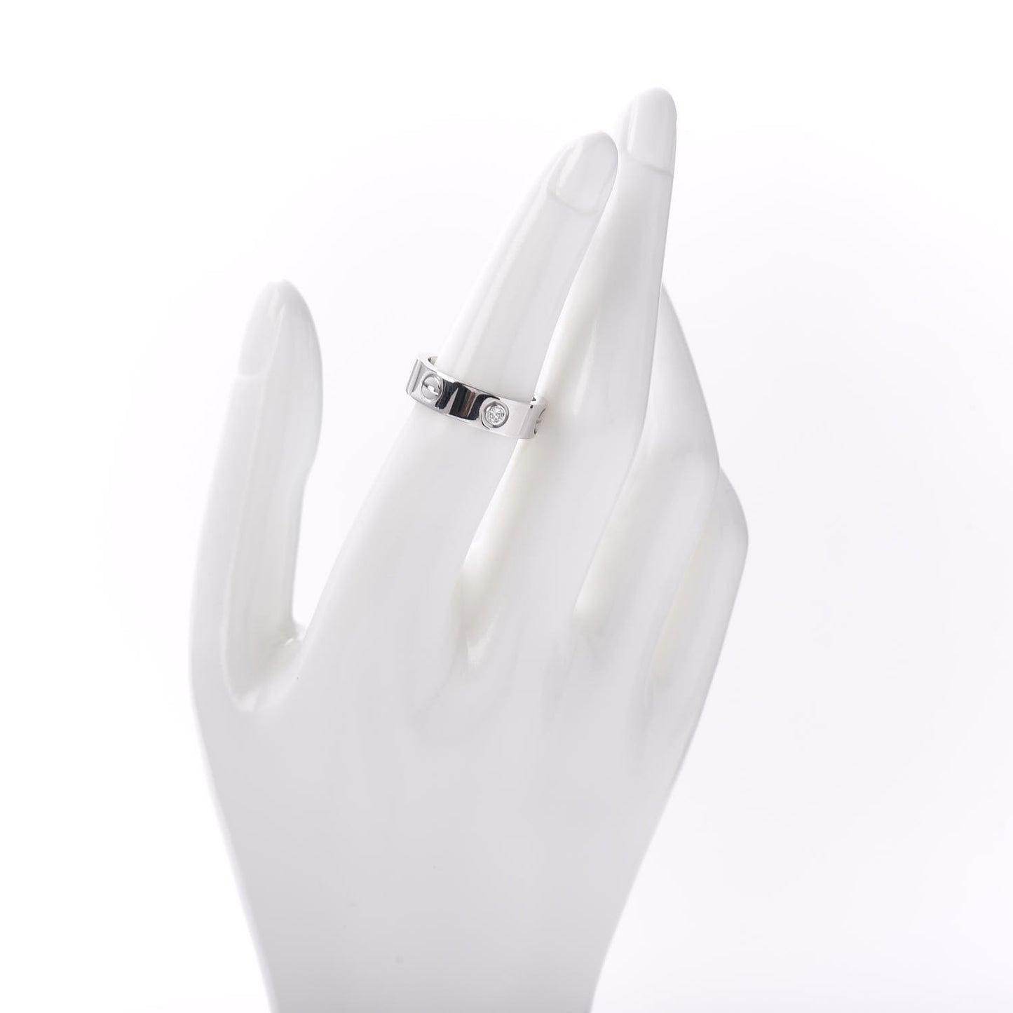 18K White Gold 3 Diamond 5.5mm LOVE Ring 53 6.5