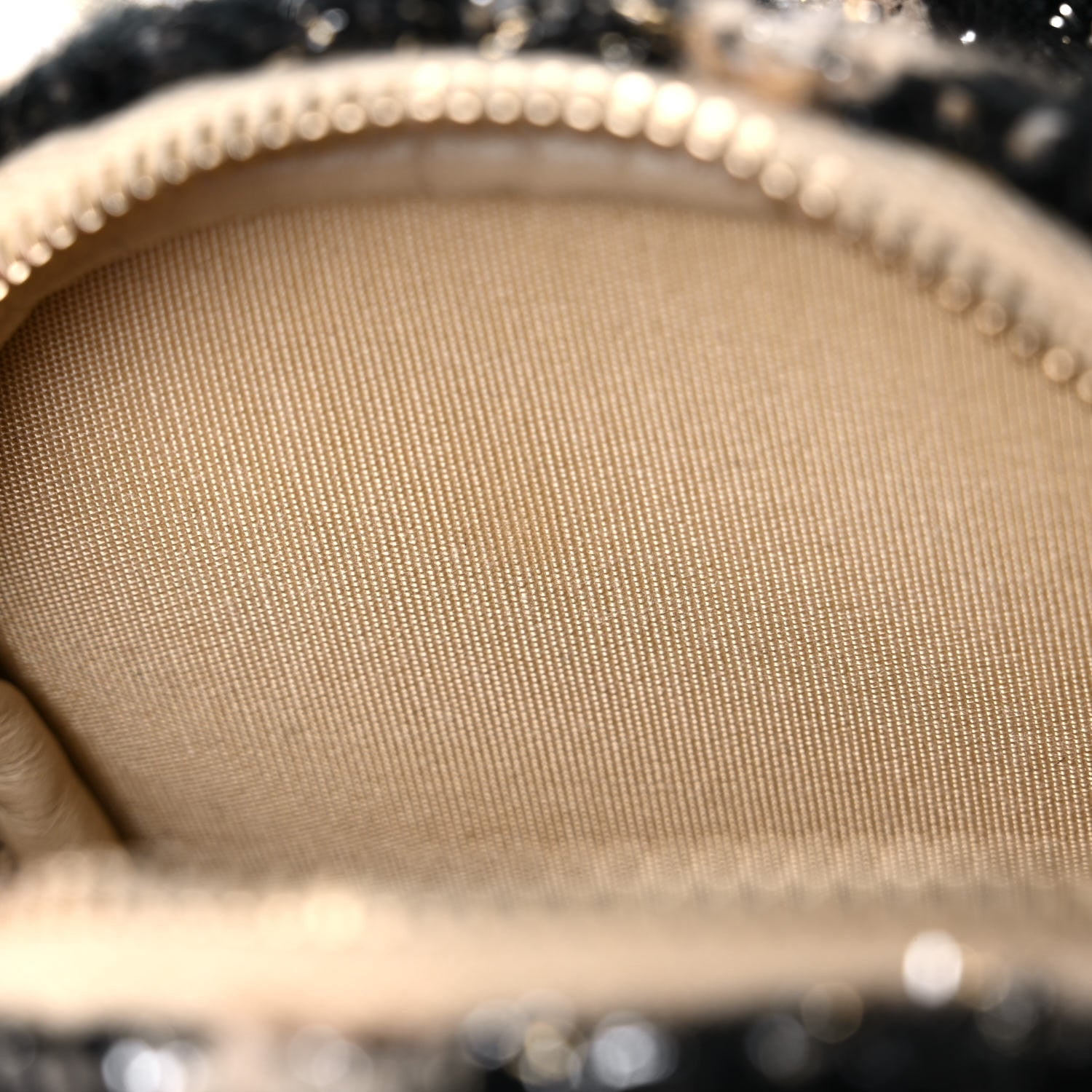 Chanel Tweed Shearling Round Clutch With Chain and Coin Purse Beige Black 6 of 10