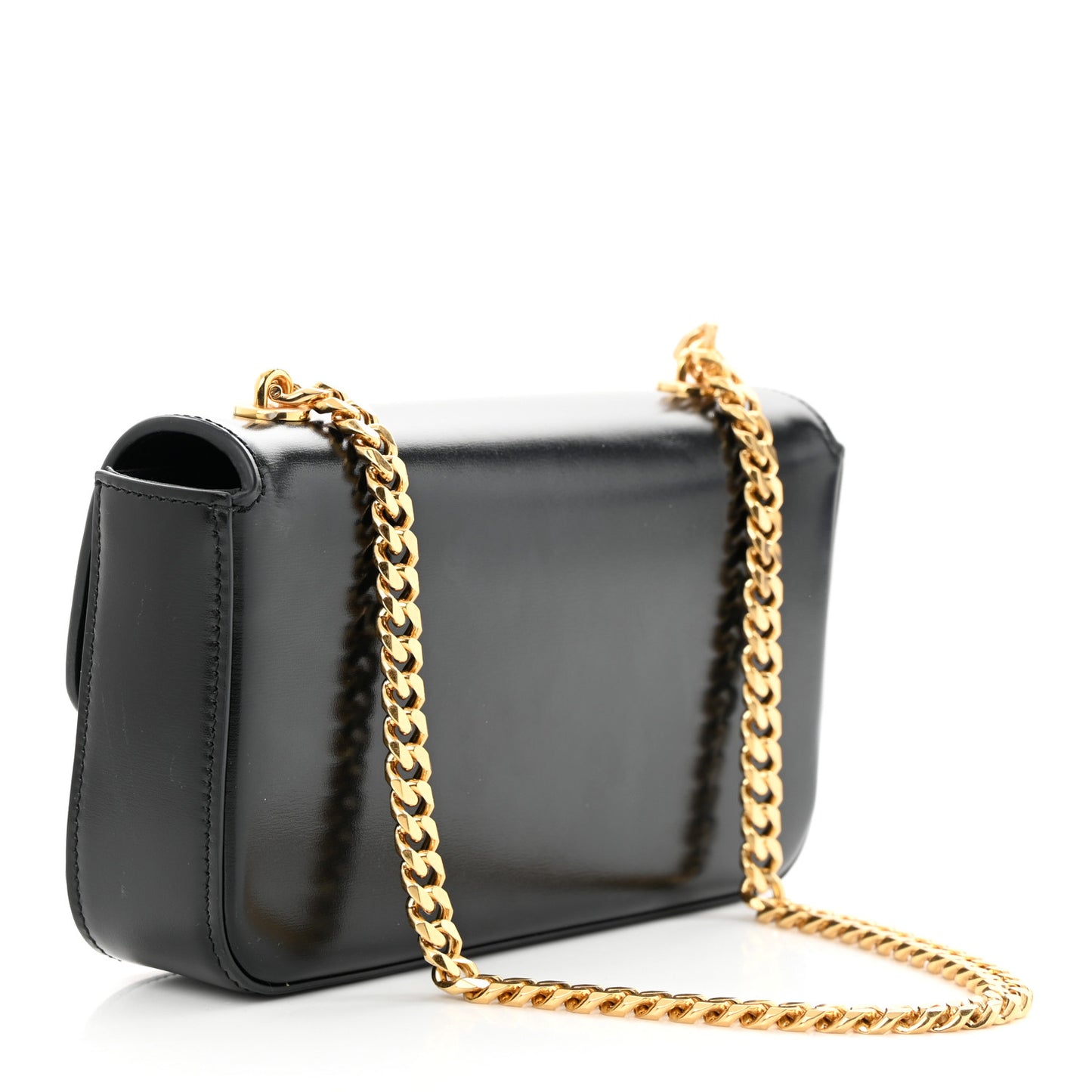 Shiny Calfskin Triomphe Chain Shoulder Bag Black