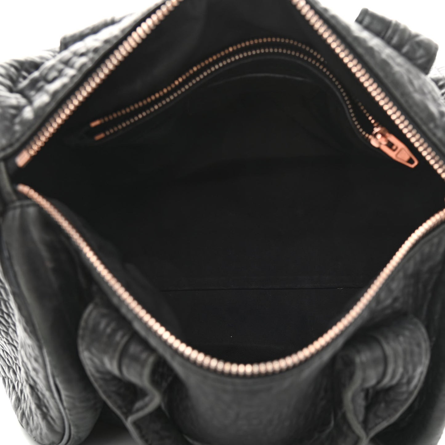 Pebbled Lambskin Rocco Black Rose Gold Hardware