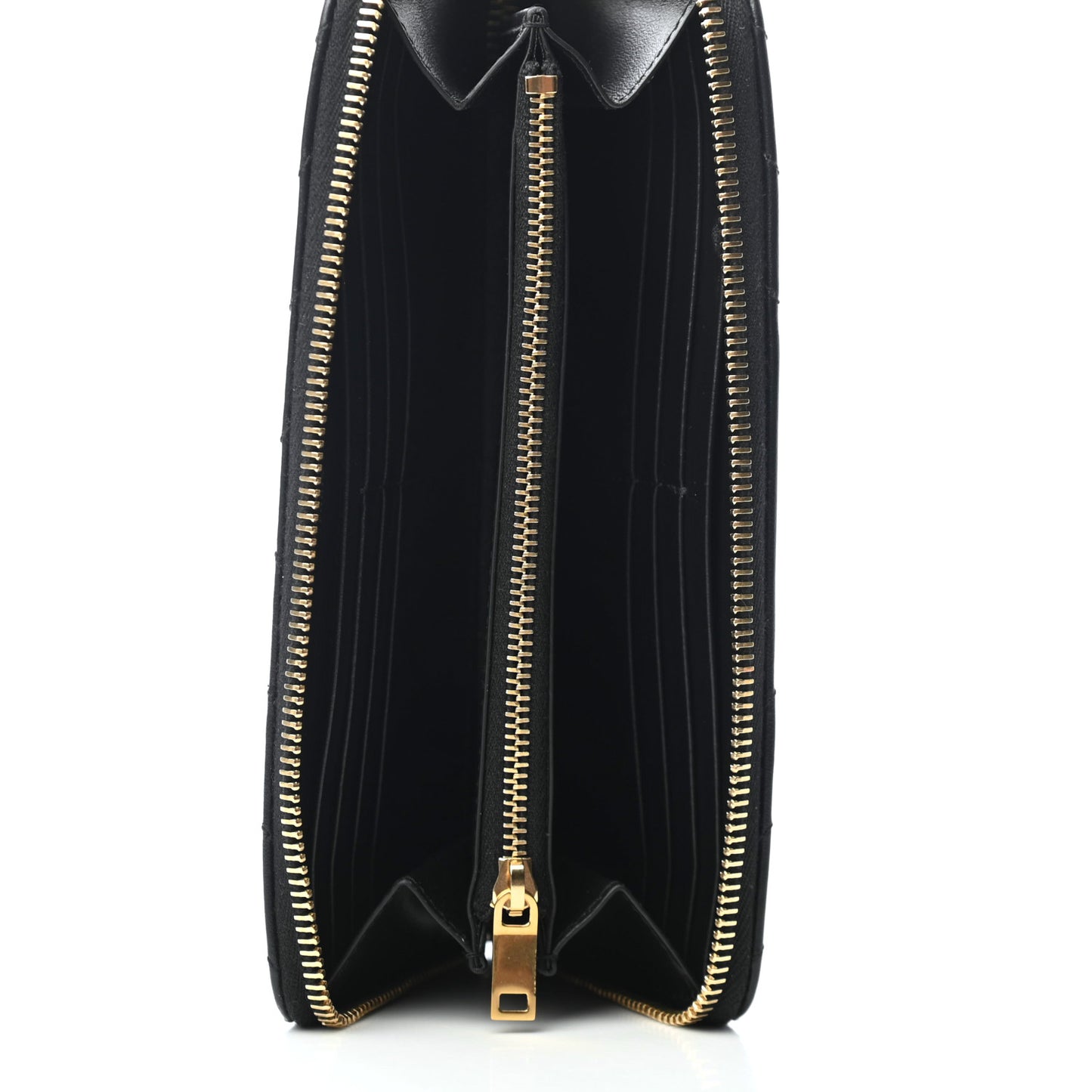 Calfskin Y Quilted Joan Zip Around Wallet Black