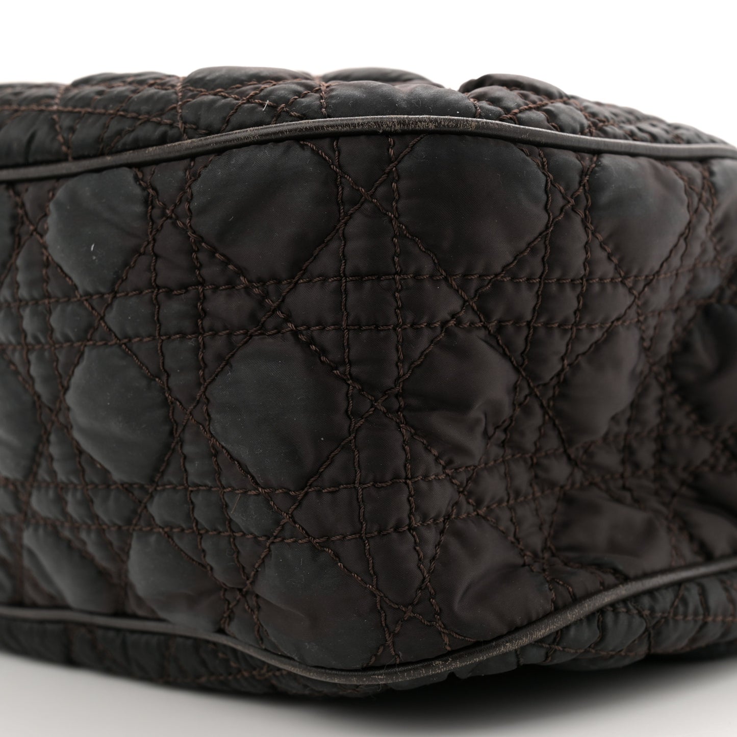 Nylon Cannage Shopper Tote Brown