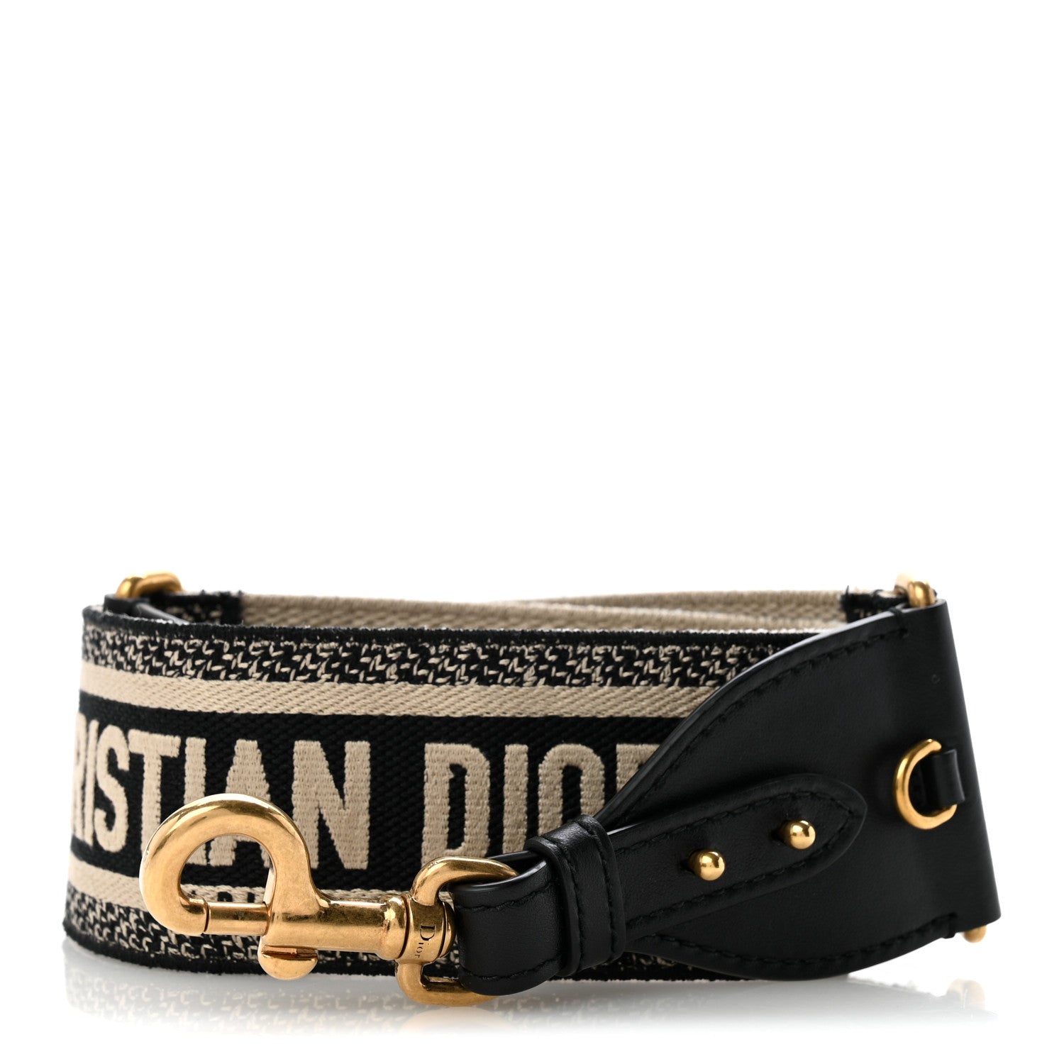 Christian Dior Canvas Embroidered Shoulder Strap Black 1941620