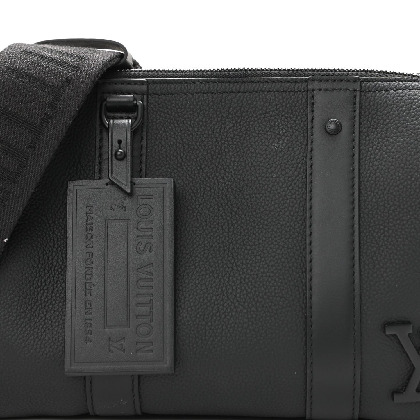 Calfskin Damier City Keepall Black