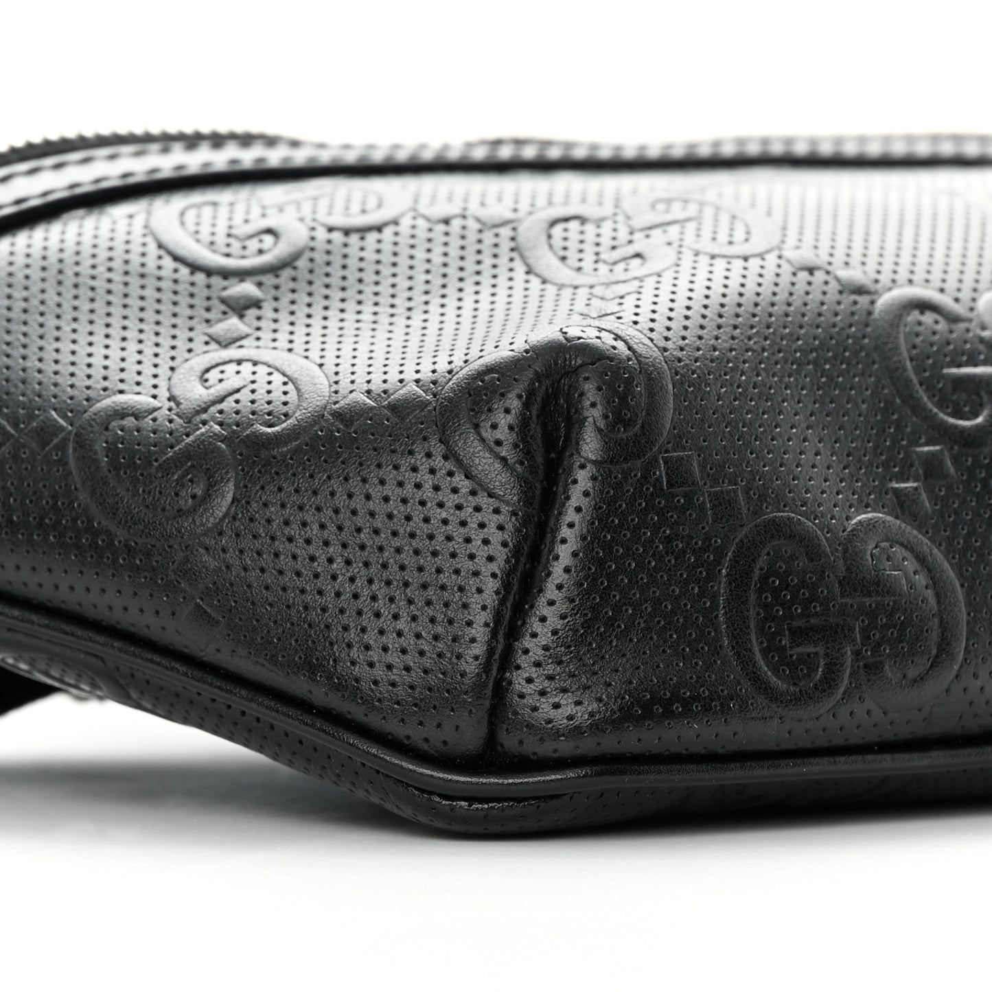 Calfskin GG Tennis Embossed Belt Bag Black