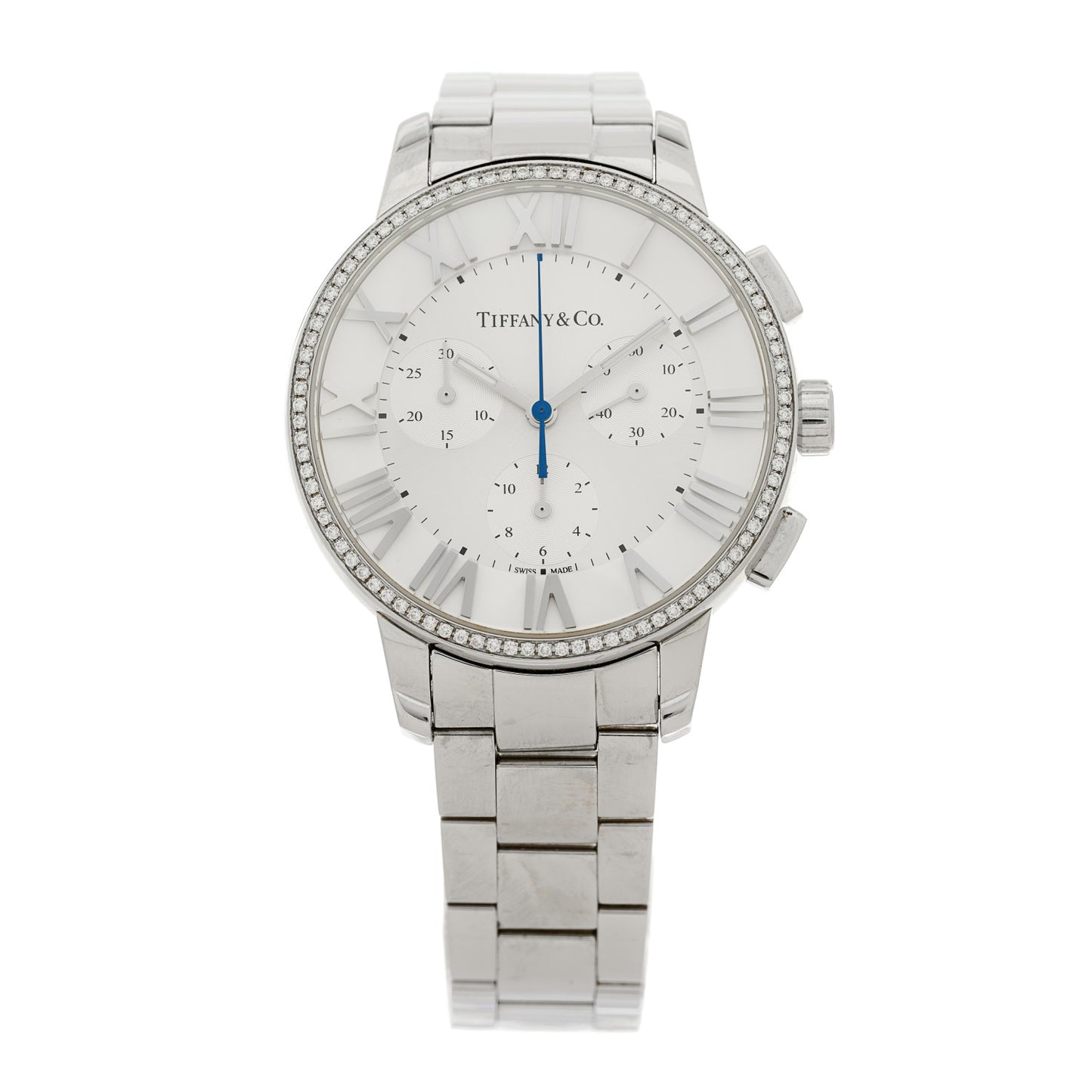 Stainless Steel Diamond Bezel 36mm Atlas Dome Chronograph Quartz Watch