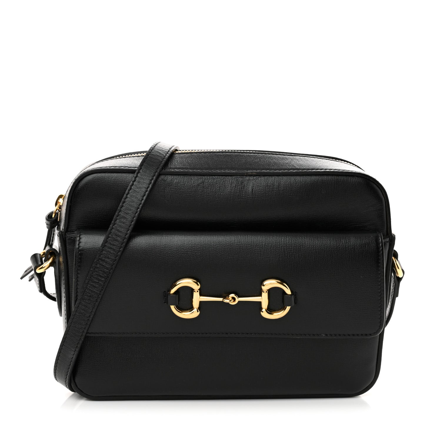 Textured Calfskin Small Horsebit 1955 Shoulder Bag Black