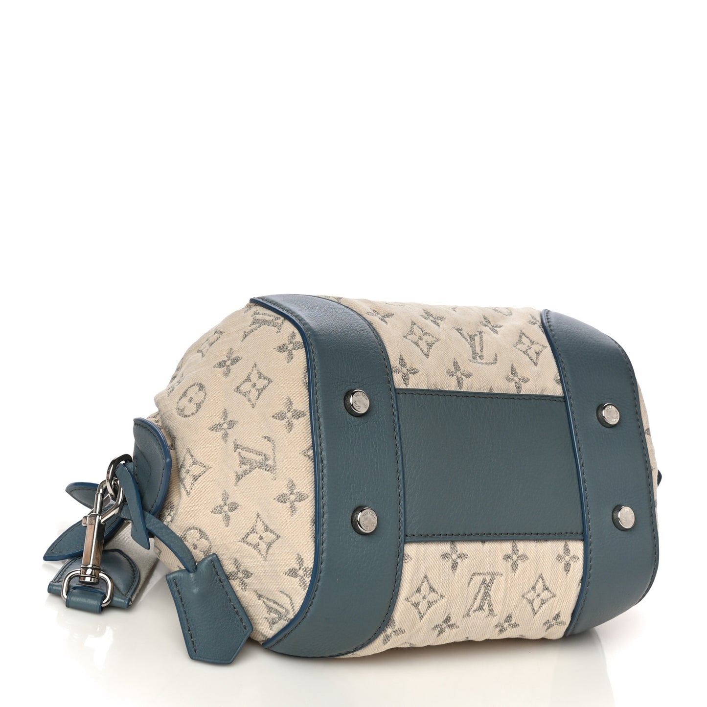 Monogram Denim Pochette Round Blue