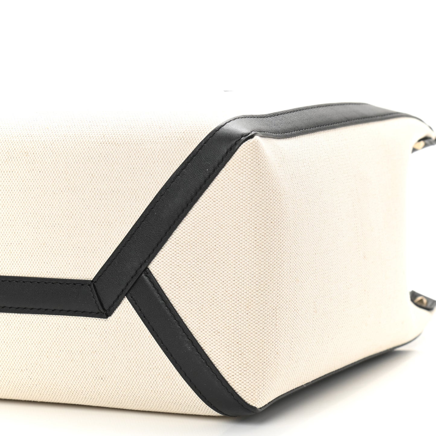 Canvas Calfskin VLTN Print Small Rockstud Tote Naturale Black