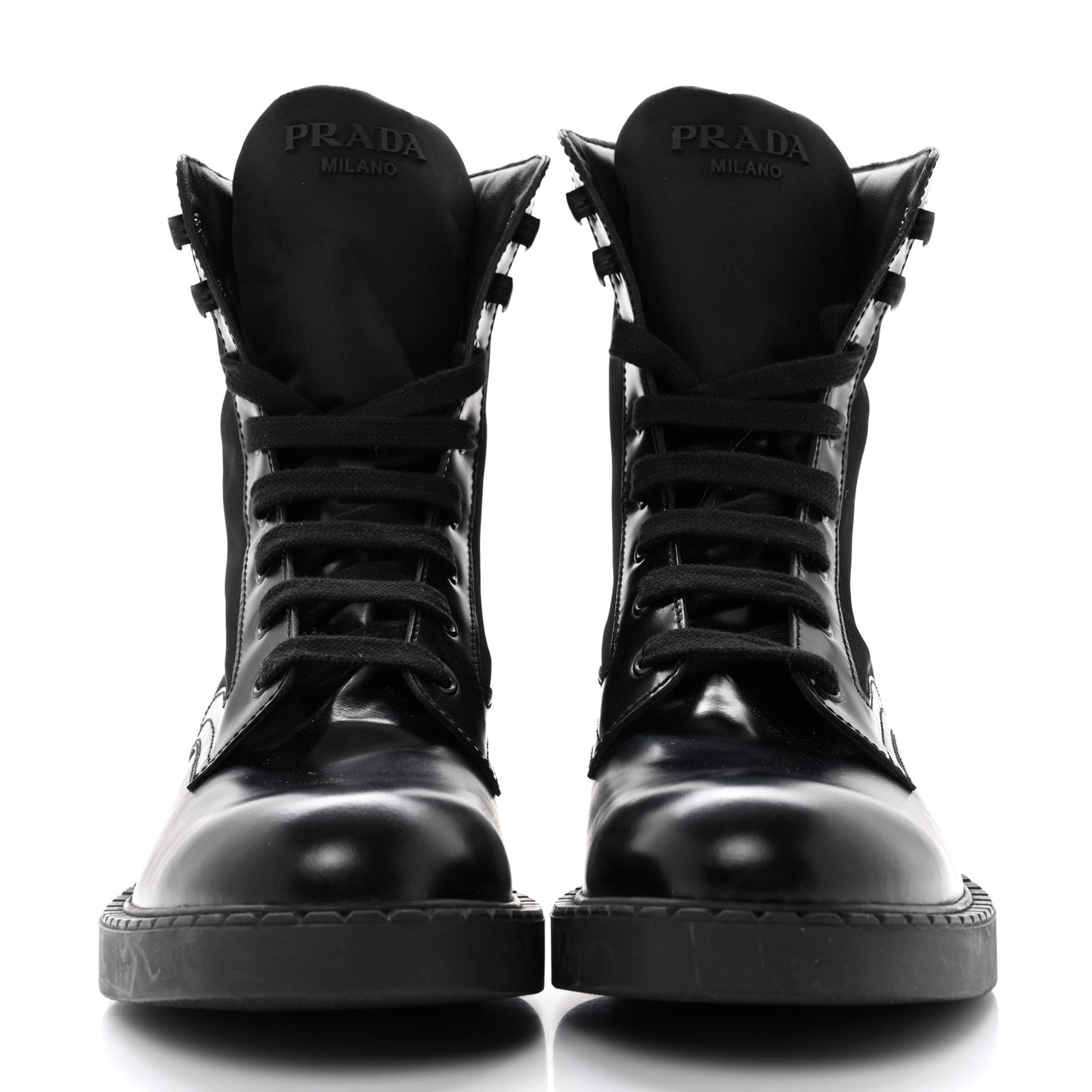 Spazzolato Re-Nylon Metal Triangle Logo Mens Combat Boots 9 Black