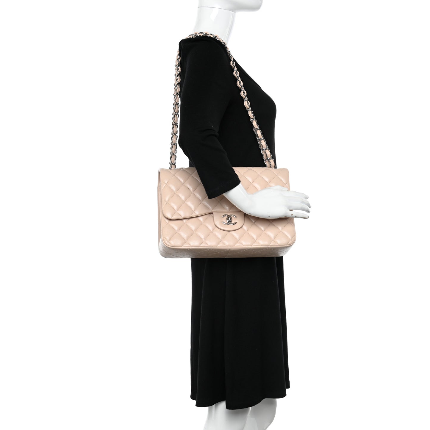 Caviar Quilted Jumbo Double Flap Light Pink
