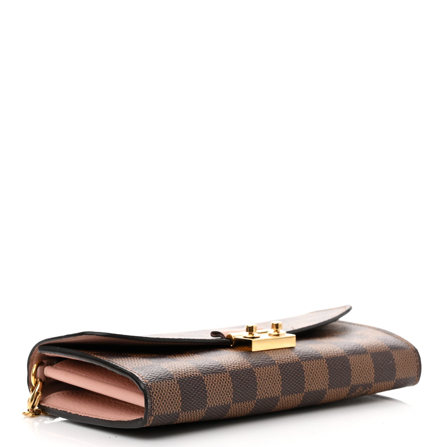 Louis Vuitton Damier Ebene Croisette Chain Wallet Rose Ballerine 4 of 10