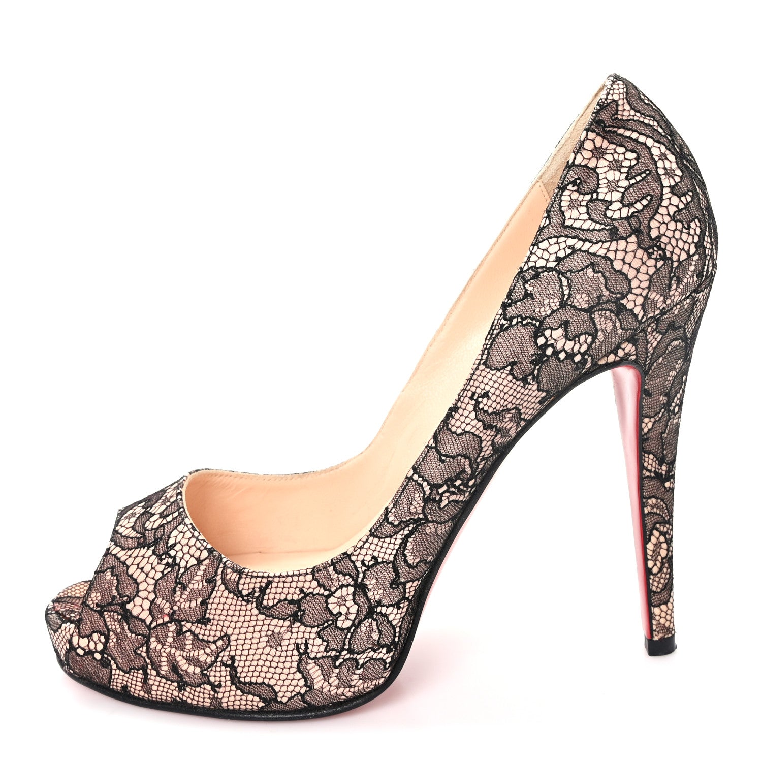 Christian Louboutin Lace New Very Prive 120 Pumps 38 Beige Black