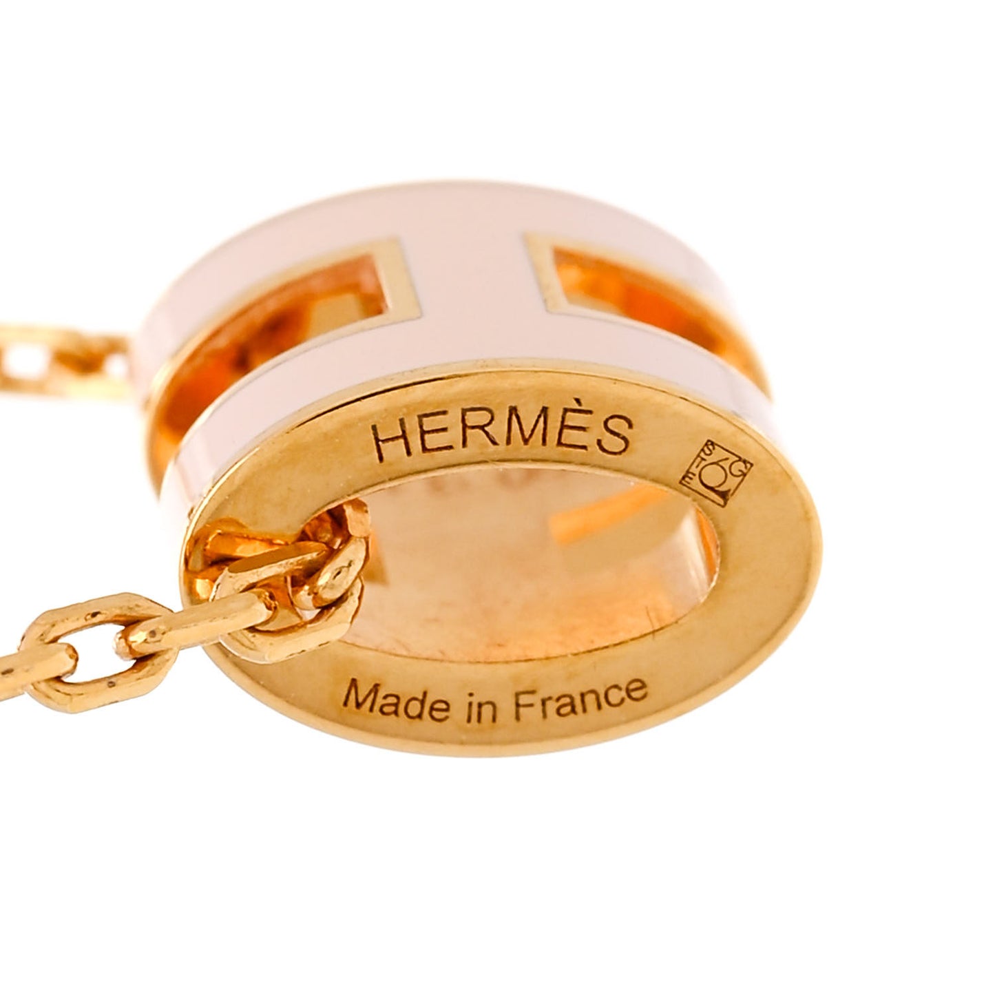 Lacquered Gold Mini Pop H Pendant Necklace Rose Dragee