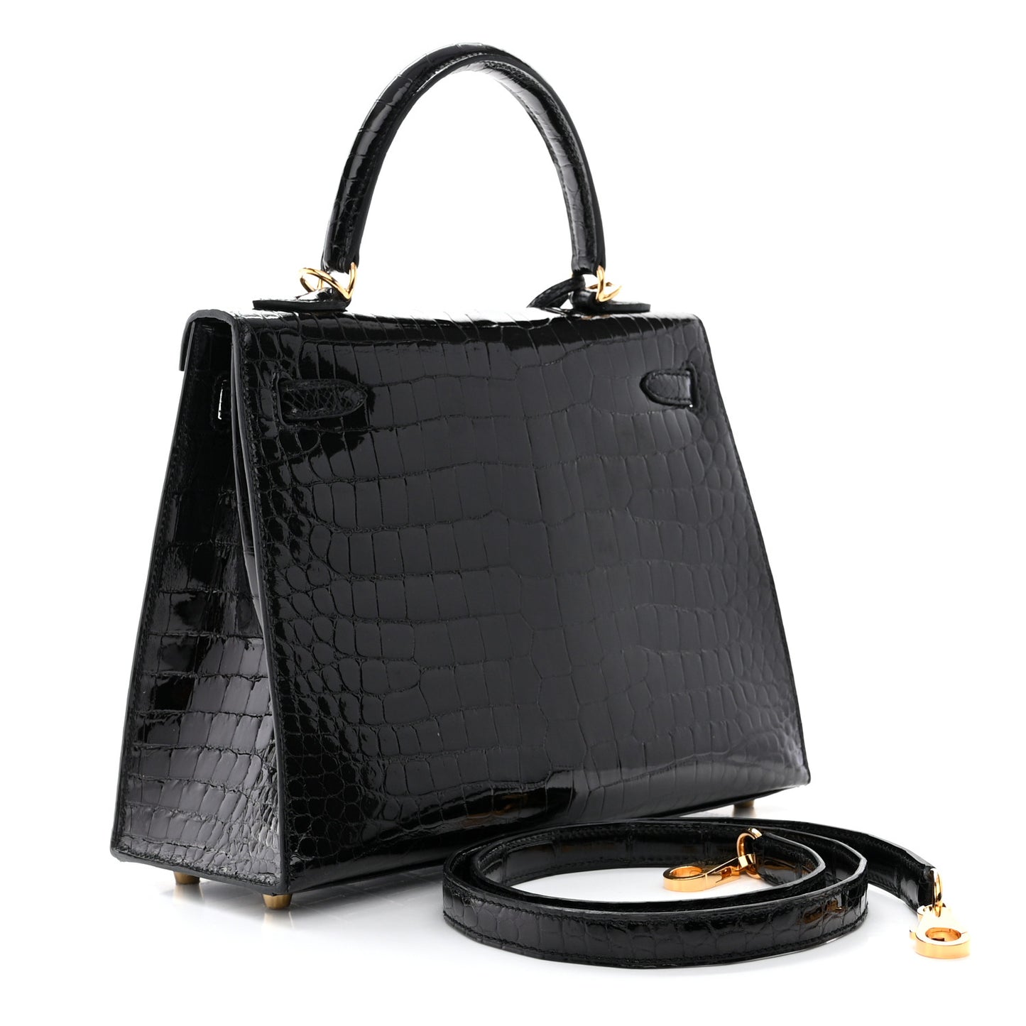 Shiny Porosus Crocodile Kelly Sellier 25 Black