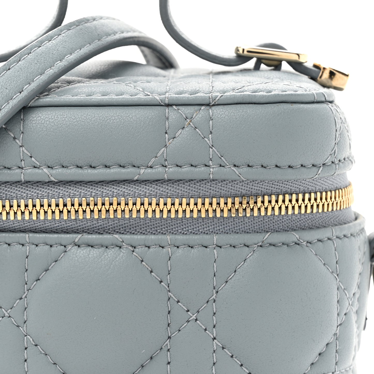 Lambskin Cannage Micro Lady Dior Vanity Case Cloud Blue