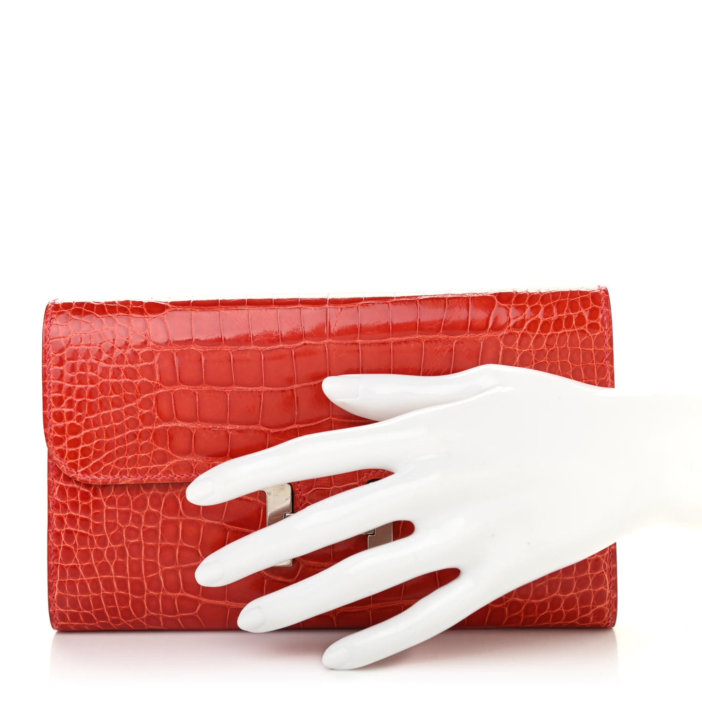 Shiny Alligator Constance Long Wallet Geranium