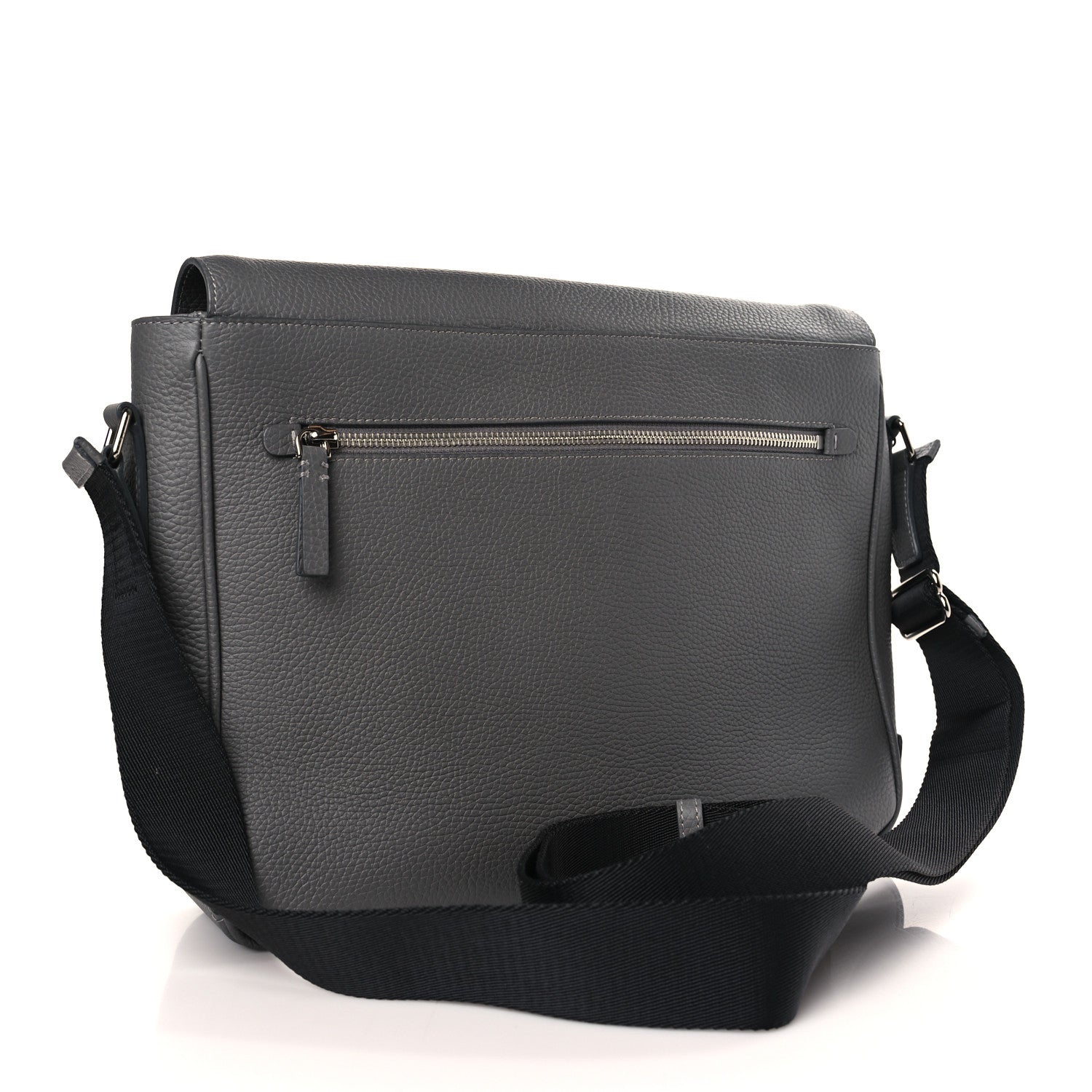 Burberry Grainy Calfskin Embossed Bruno Messenger Charcoal Grey 3 of 8