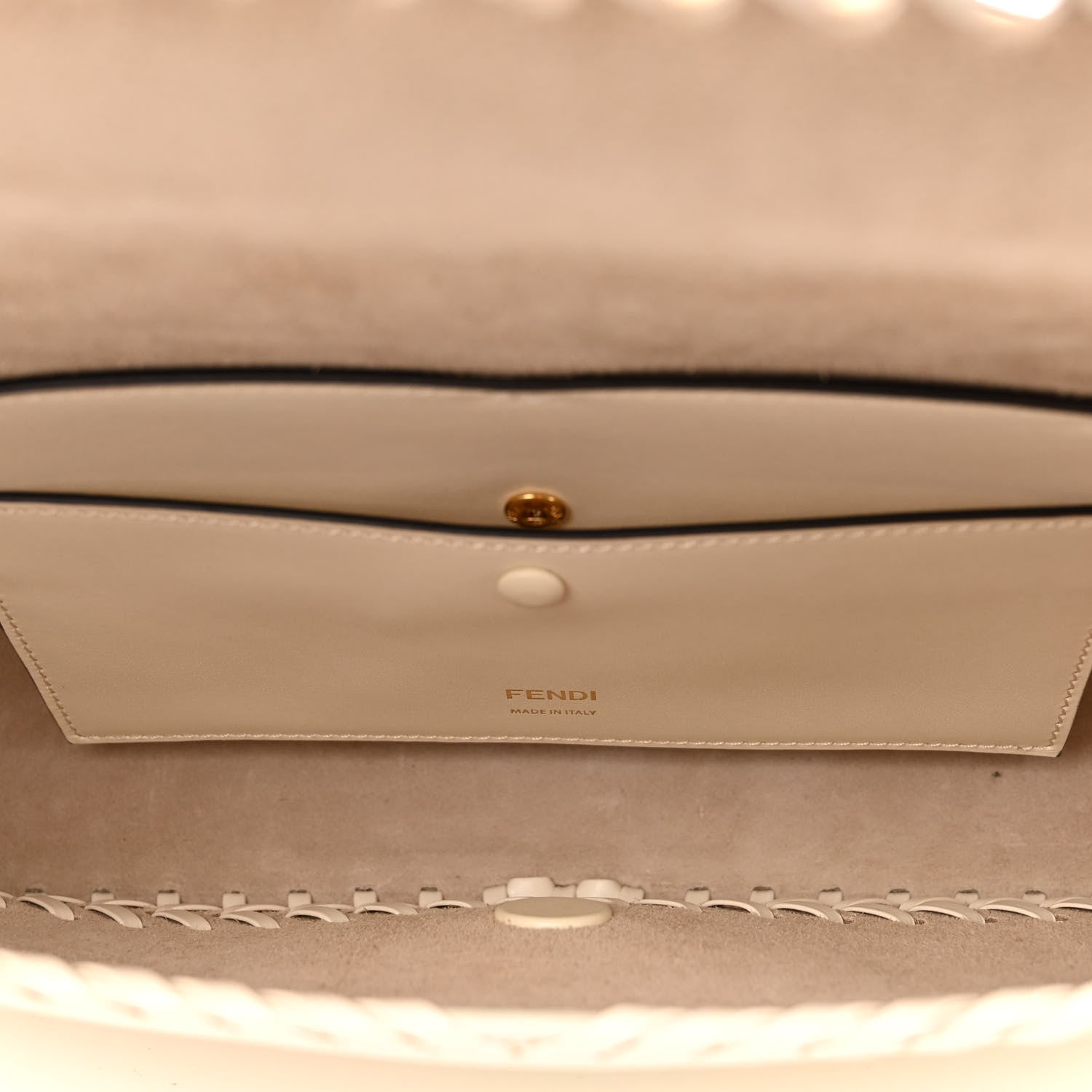 Fendi Vitello King Ceylon Woven Baguette White Ice 5 of 9