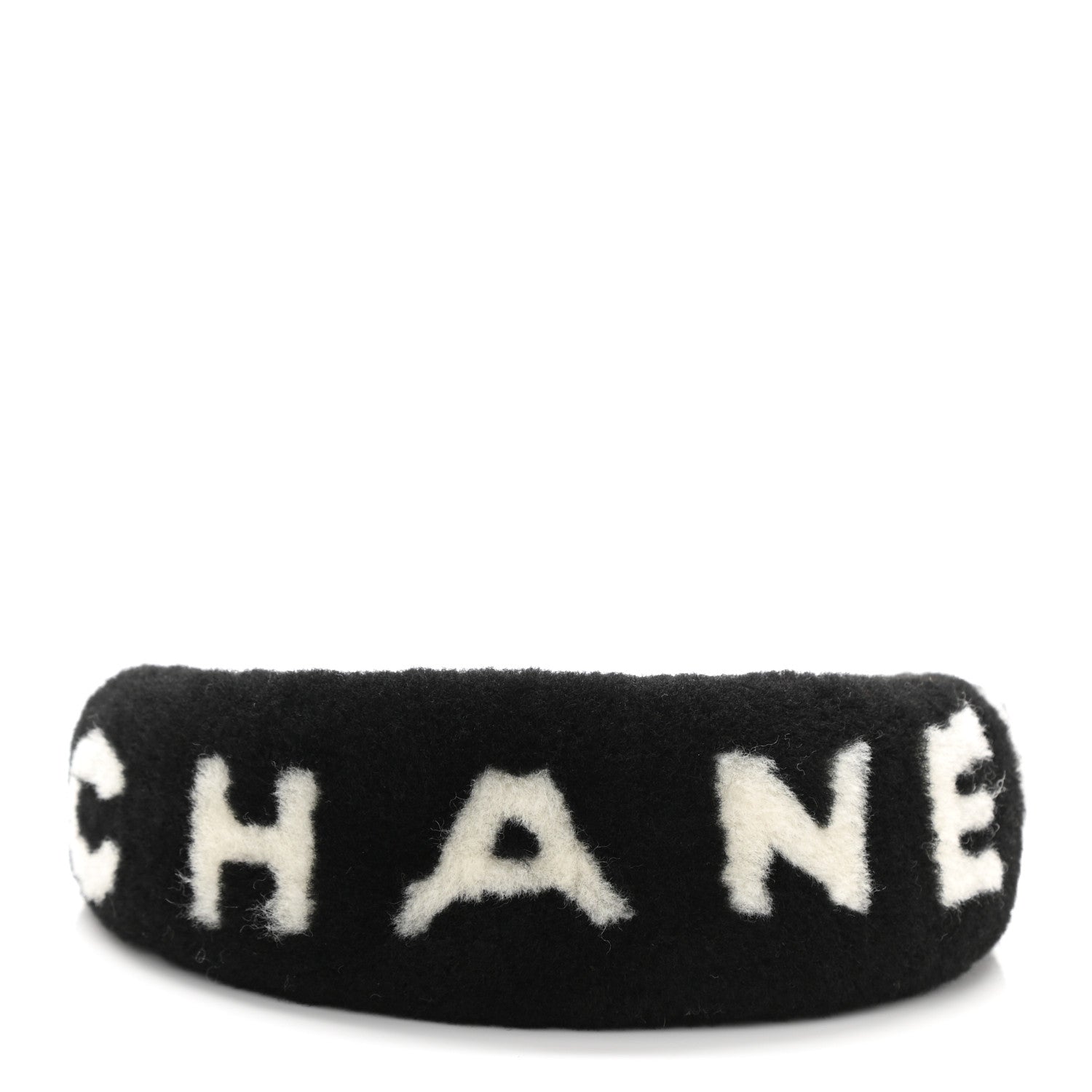 Chanel Shearling Logo Headband Black White 5 of 5